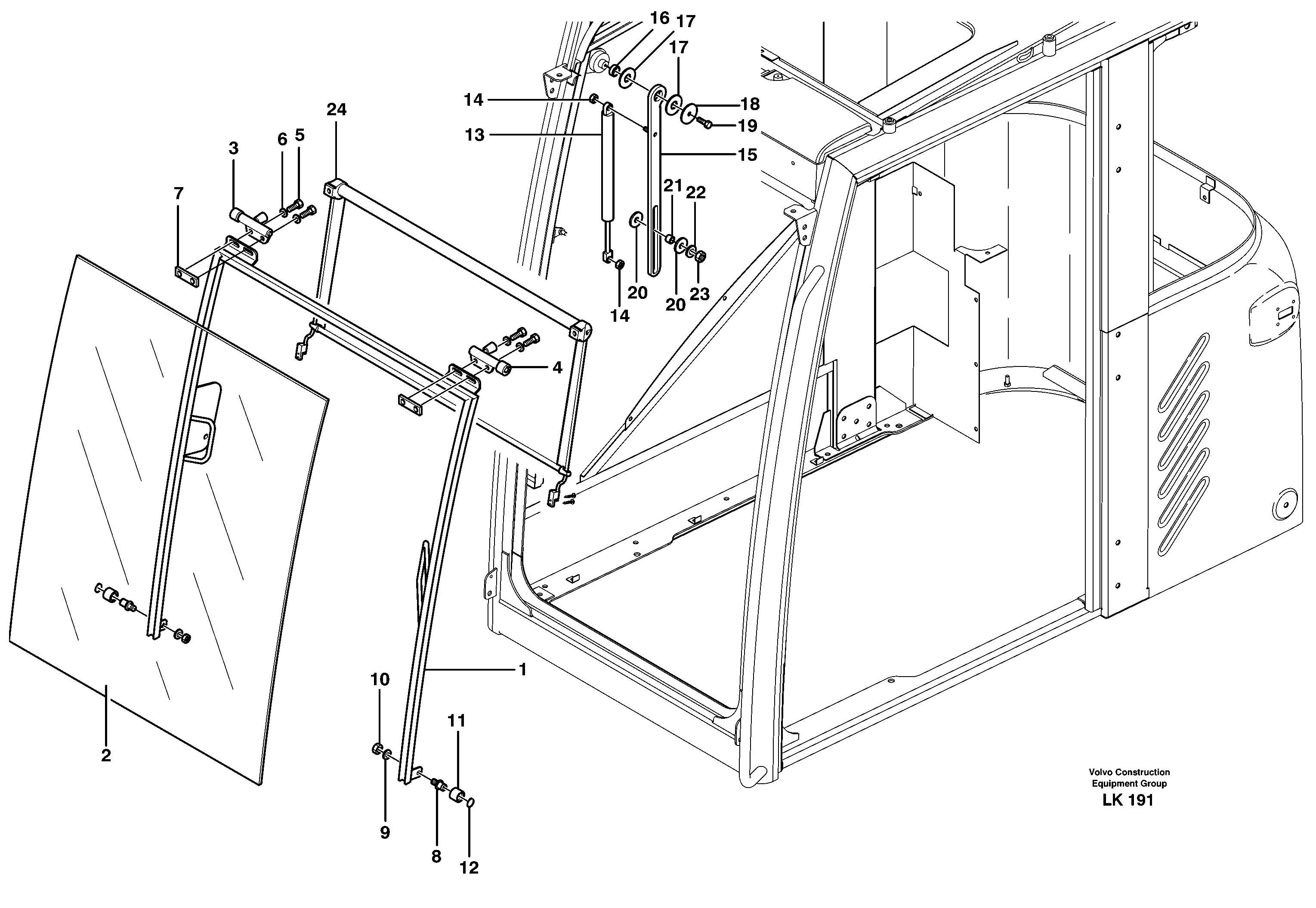 Схема запчастей Volvo EW140 - 48232 Front window EW140 SER NO 1001-1487