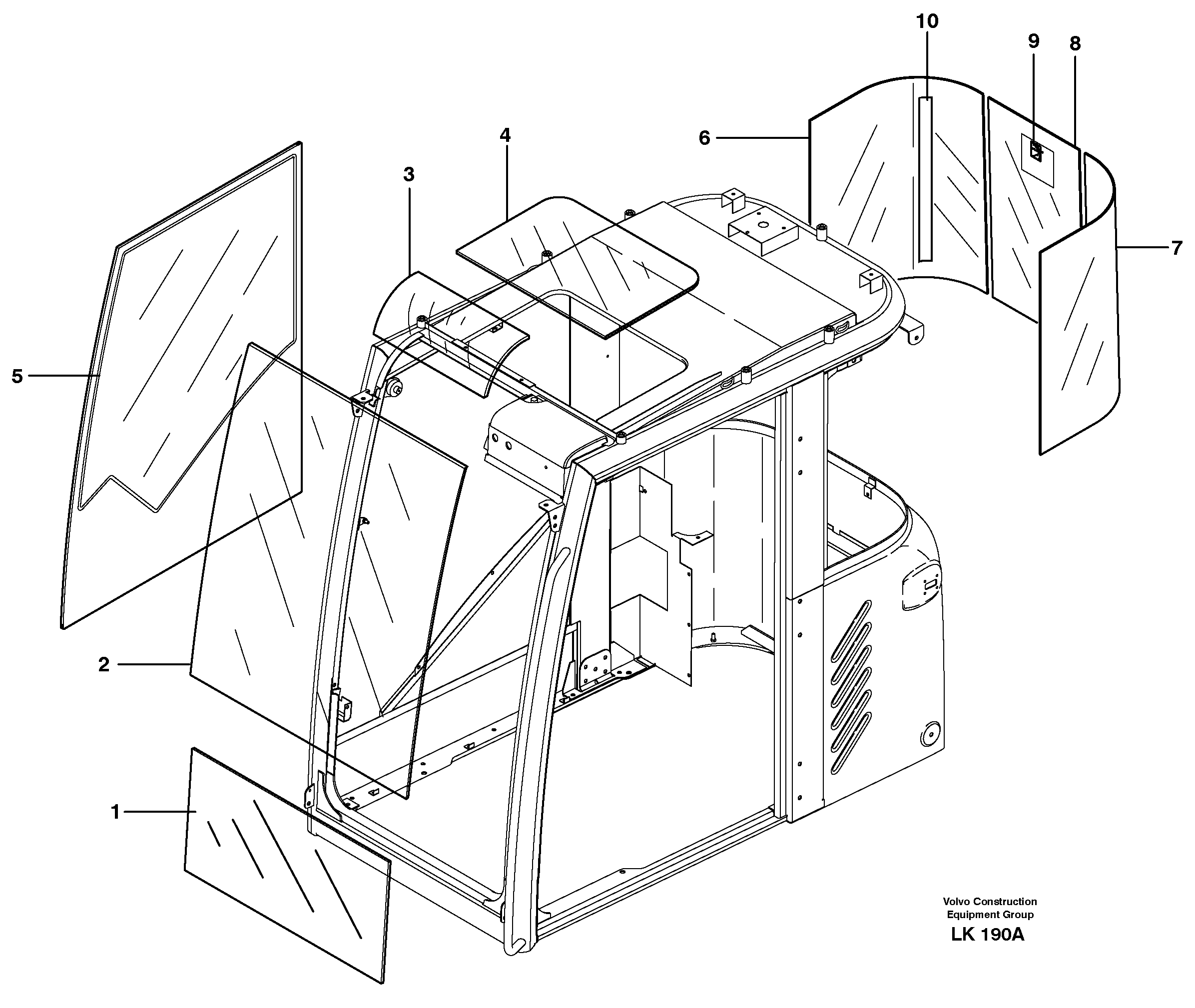 Схема запчастей Volvo EW140 - 7362 Windows EW140 SER NO 1001-1487