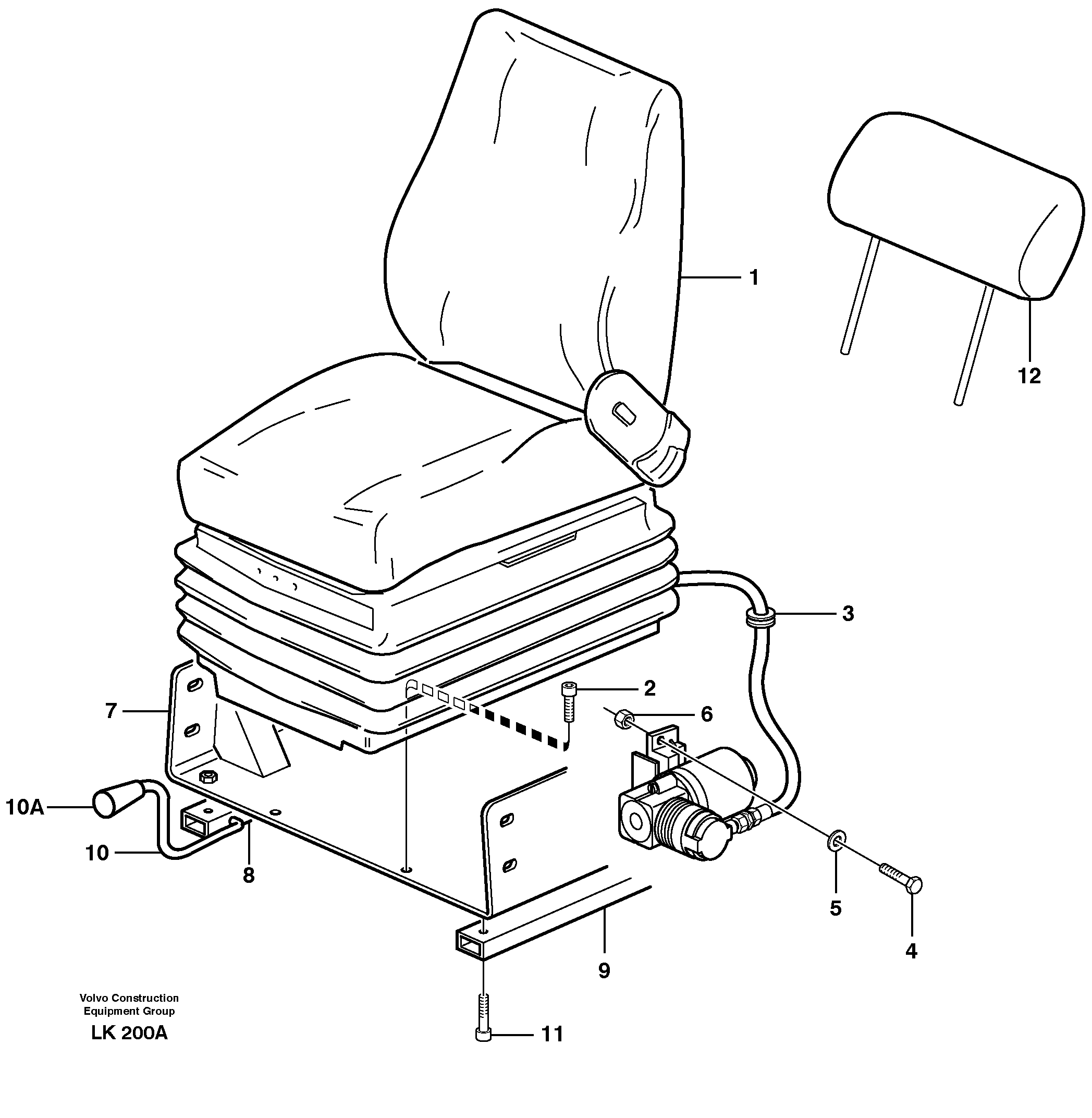 Схема запчастей Volvo EW140 - 48234 Operator seat with fitting parts EW140 SER NO 1001-1487