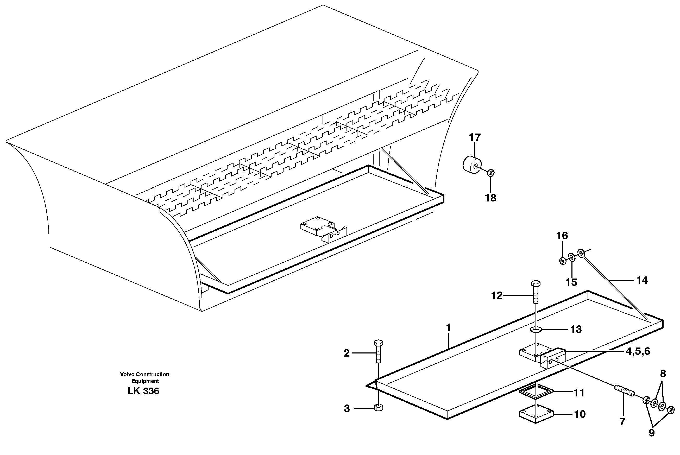 Схема запчастей Volvo EW140 - 105463 Tool box EW140 SER NO 1001-1487