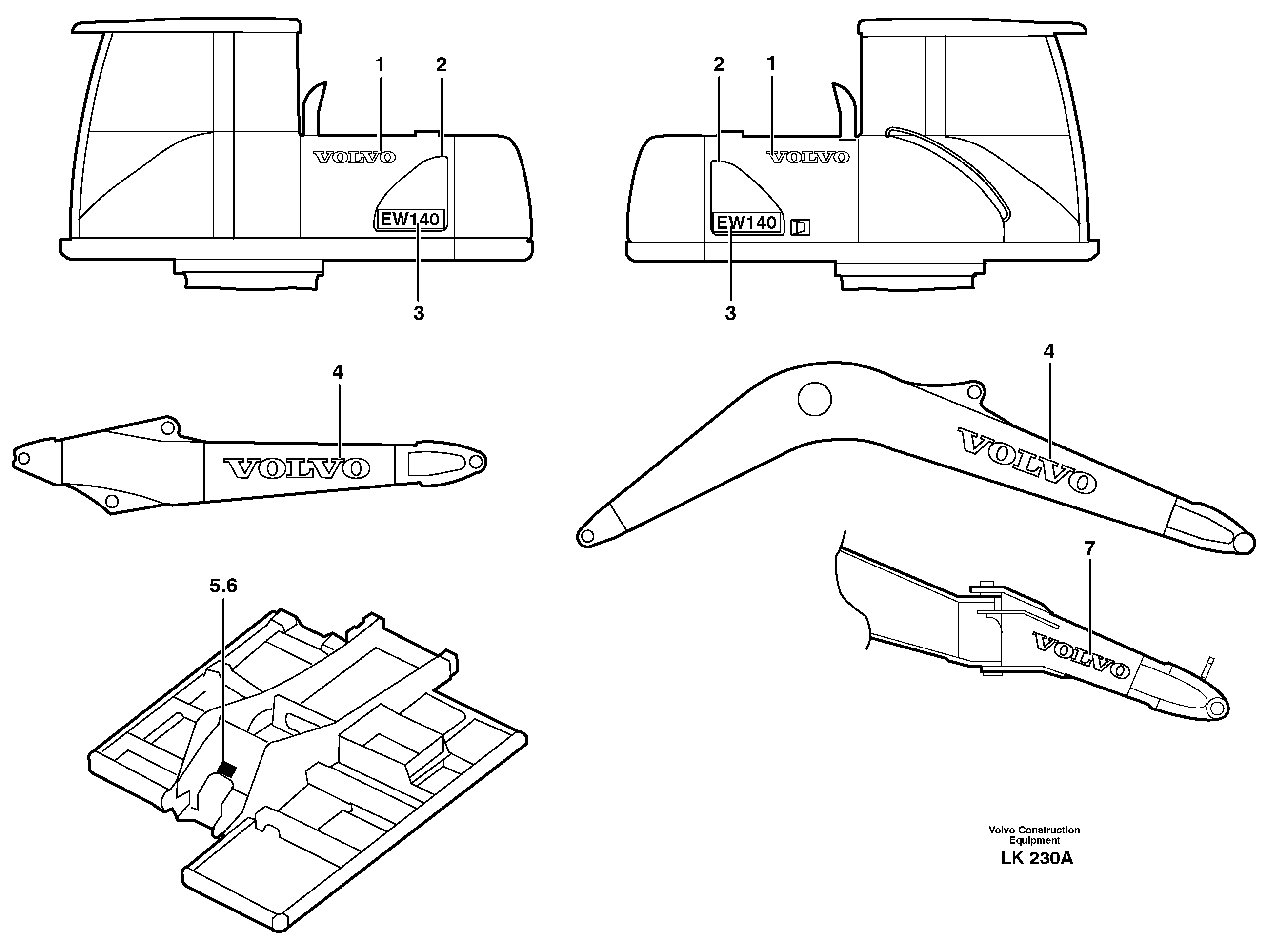 Схема запчастей Volvo EW140 - 39124 Stripes, outer location EW140 SER NO 1001-1487