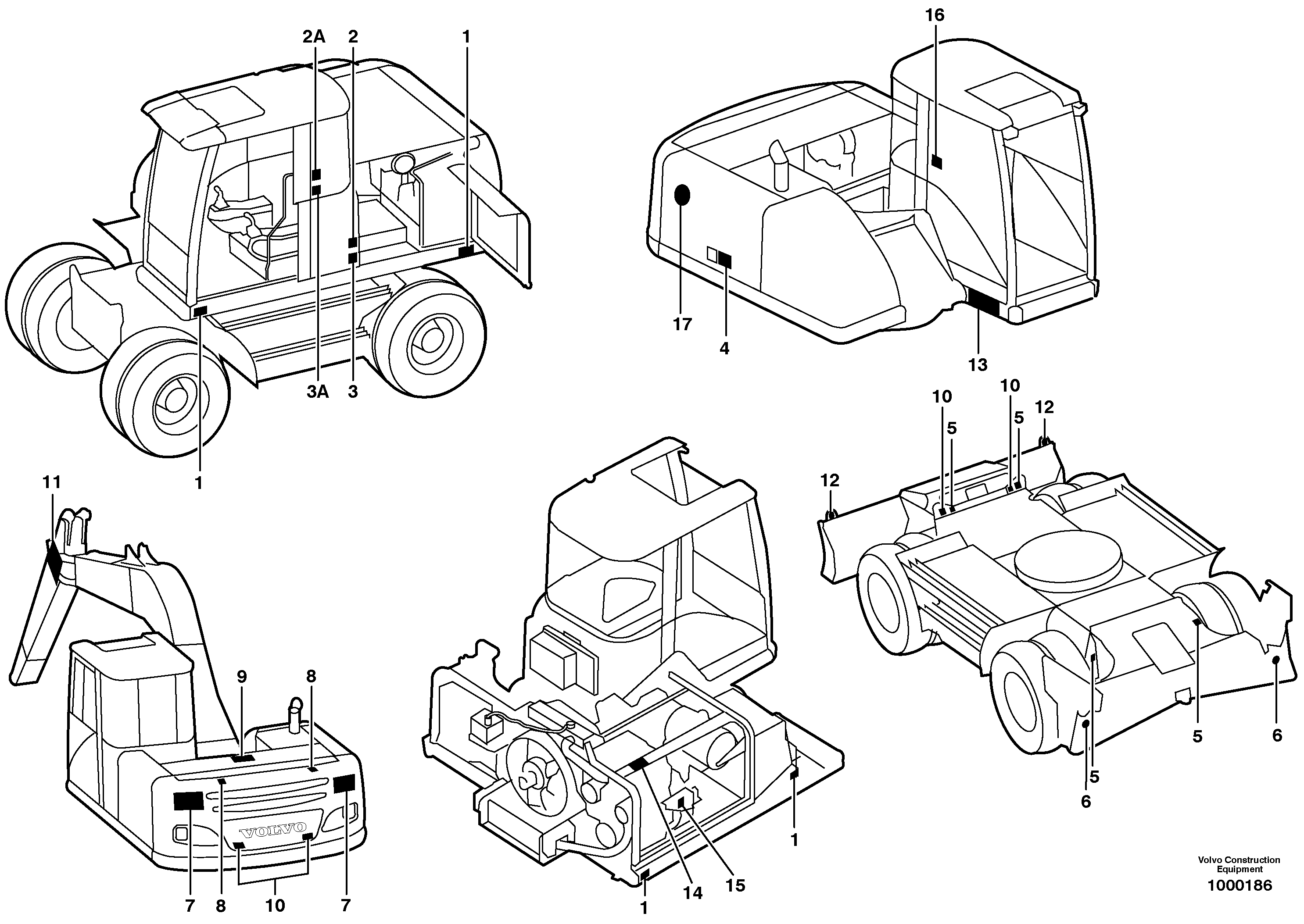 Схема запчастей Volvo EW160 - 9575 Sign plates and transfer,outer location EW160 SER NO 1001-1912