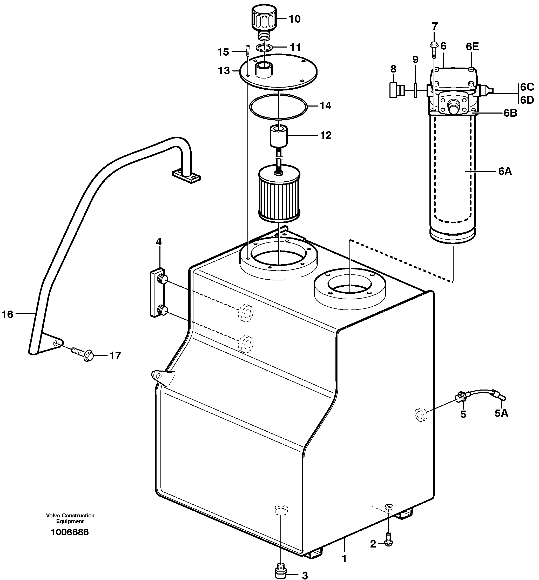 Схема запчастей Volvo EW160 - 26569 Гидробак EW160 SER NO 1001-1912