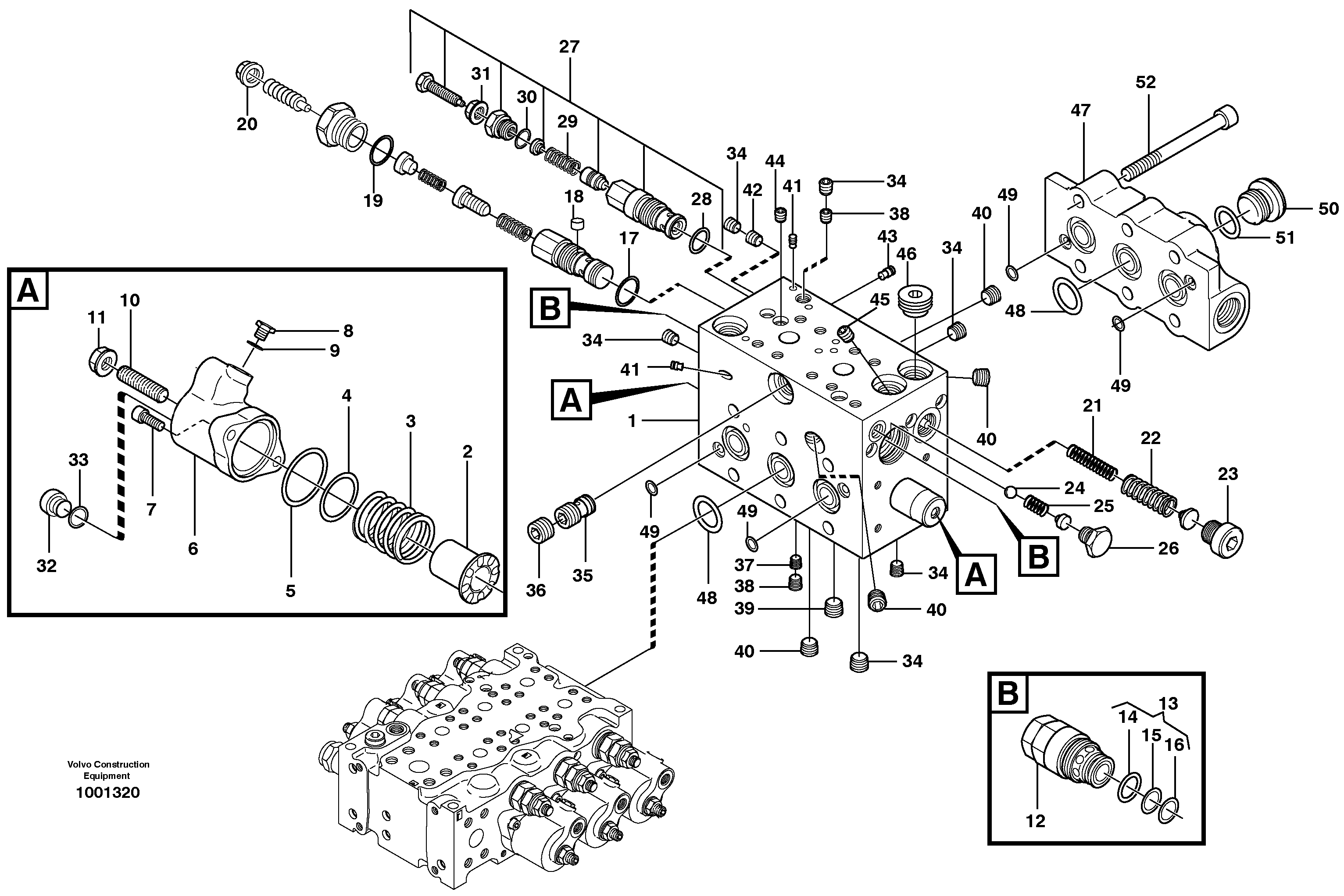 Схема запчастей Volvo EW160 - 79117 Control valve, swivel EW160 SER NO 1001-1912