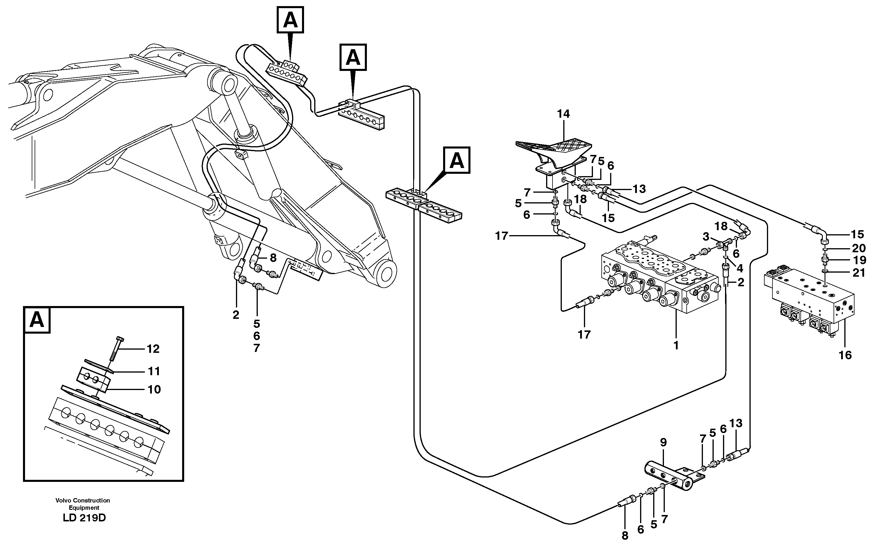 Схема запчастей Volvo EW160 - 10663 Servo hydraulics, adjustable boom. X2 EW160 SER NO 1001-1912