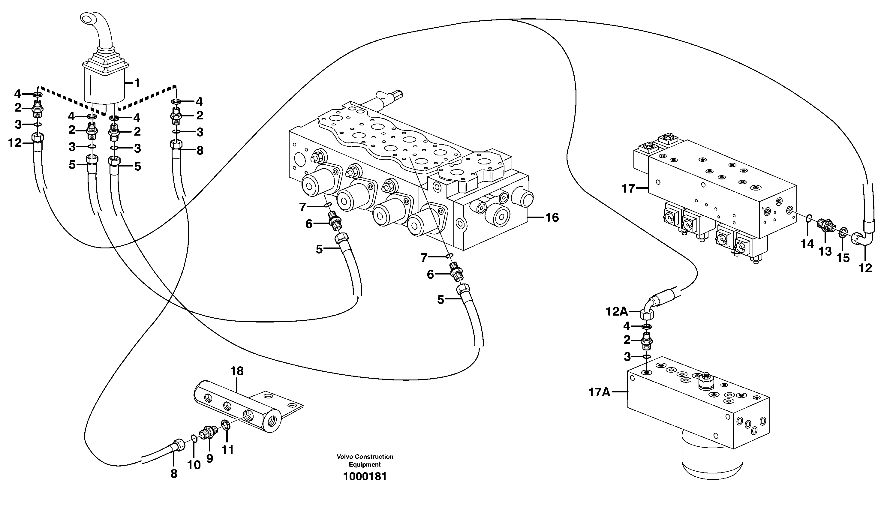 Схема запчастей Volvo EW160 - 33089 Servo hydraulics, mono boom EW160 SER NO 1001-1912