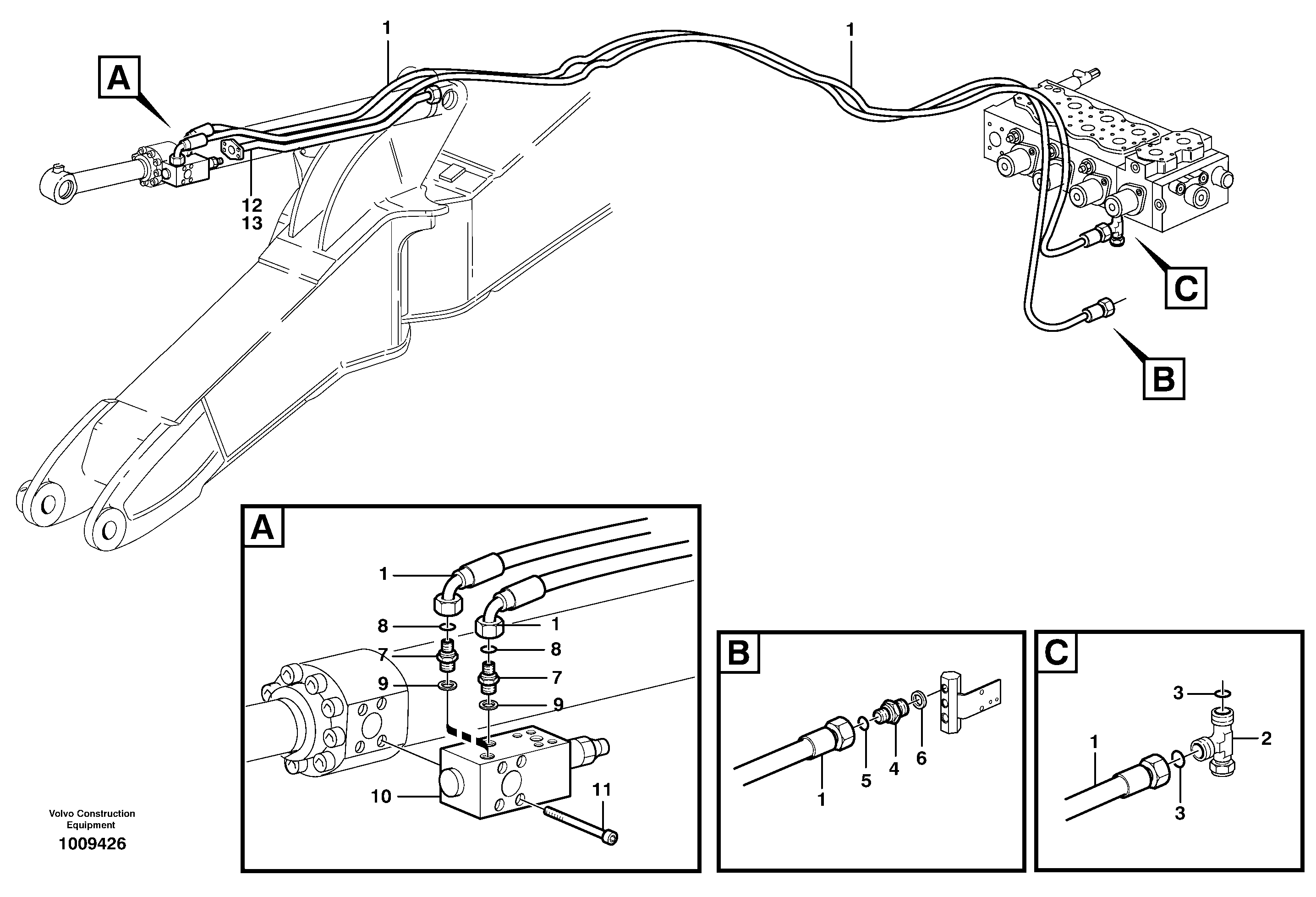 Схема запчастей Volvo EW160 - 5407 Servo hydraulics, Hose rupture valve 2PC EW160 SER NO 1001-1912