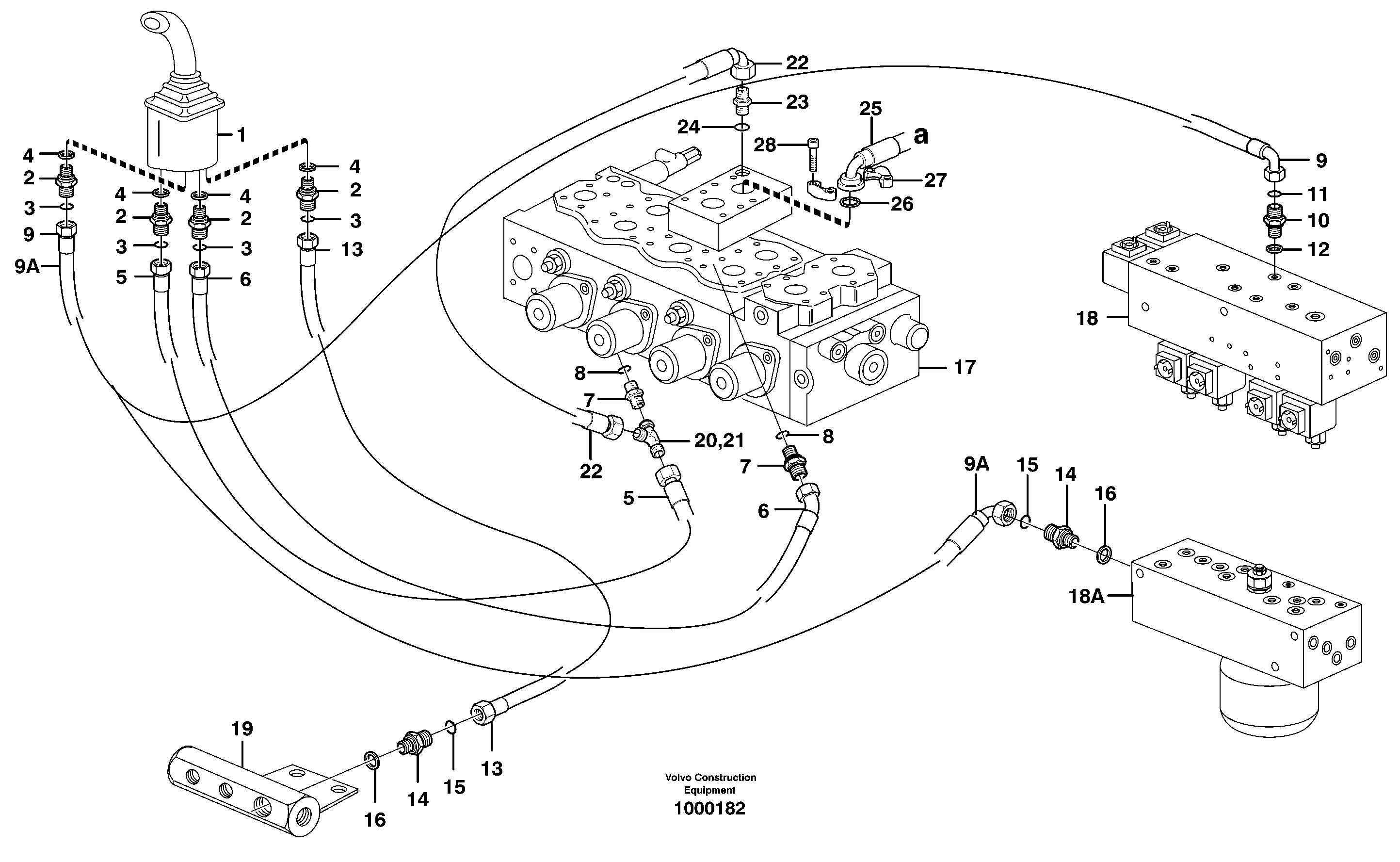 Схема запчастей Volvo EW160 - 90790 Servo hydraulics, dipper arm EW160 SER NO 1001-1912