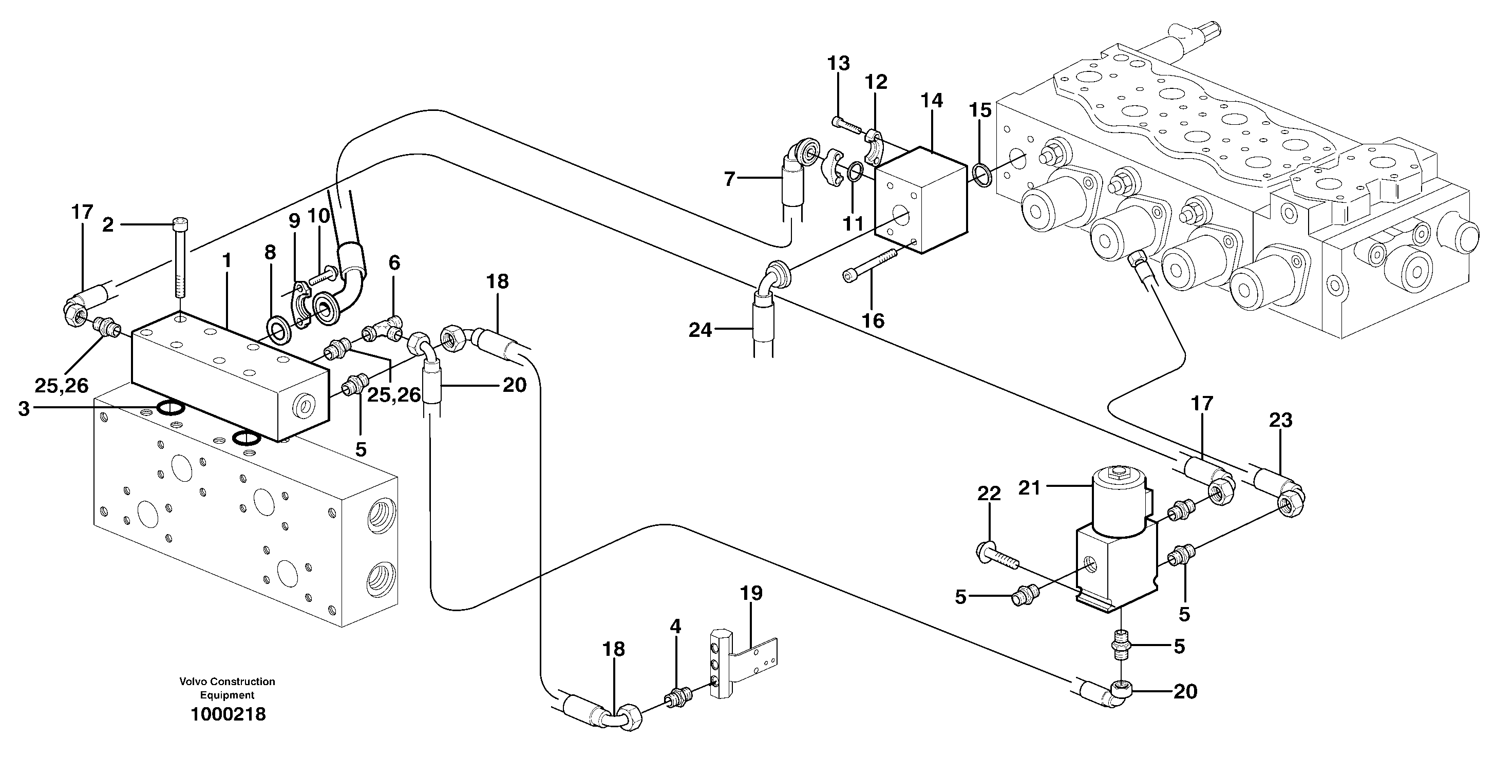 Схема запчастей Volvo EW160 - 105078 Hydraulic system, Float position valve EW160 SER NO 1001-1912