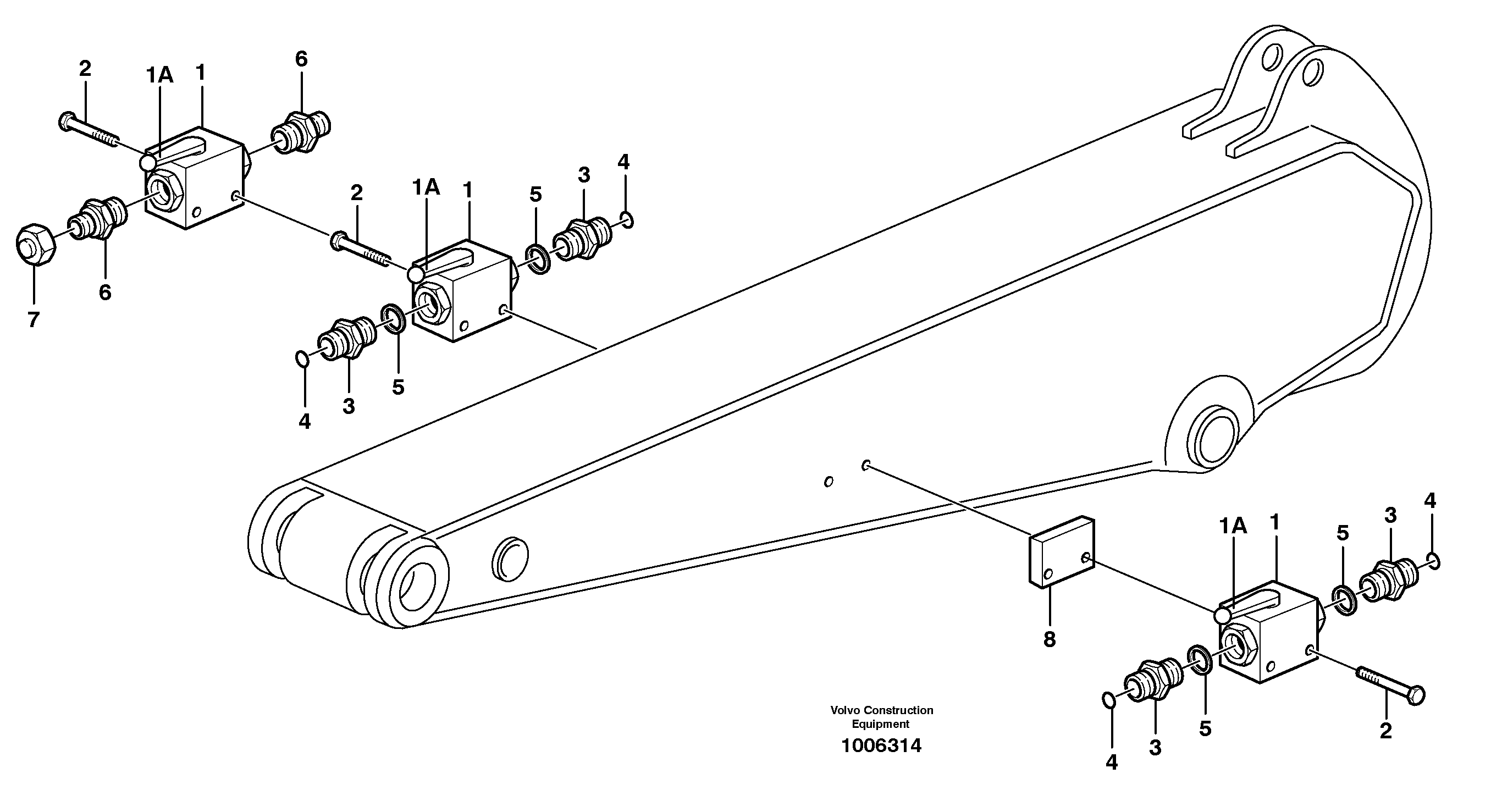 Схема запчастей Volvo EW160 - 34127 Ball valve for dipper arm EW160 SER NO 1001-1912