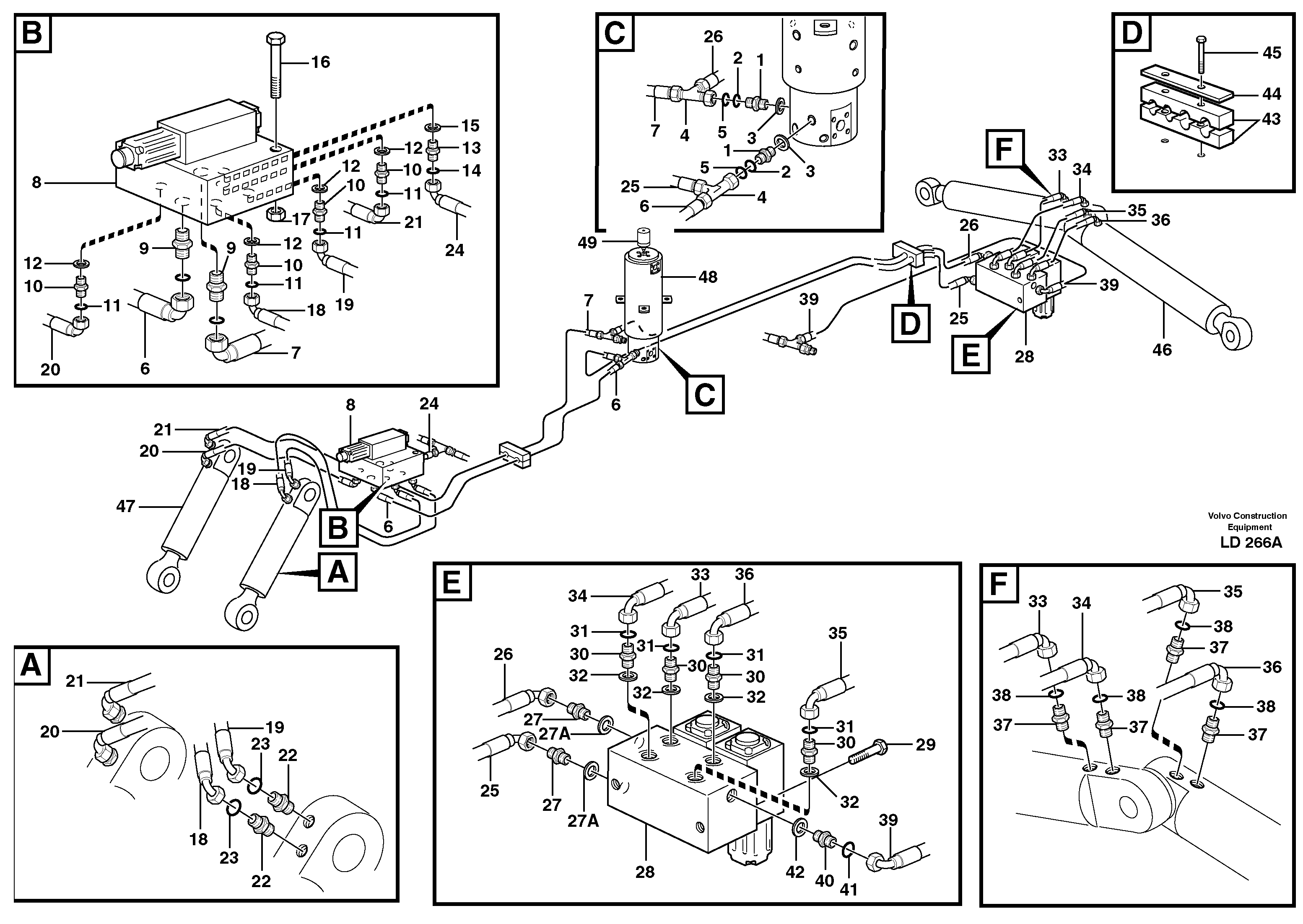 Схема запчастей Volvo EW160 - 106670 Hydraulic system for dozer blade/support undercarriage EW160 SER NO 1001-1912