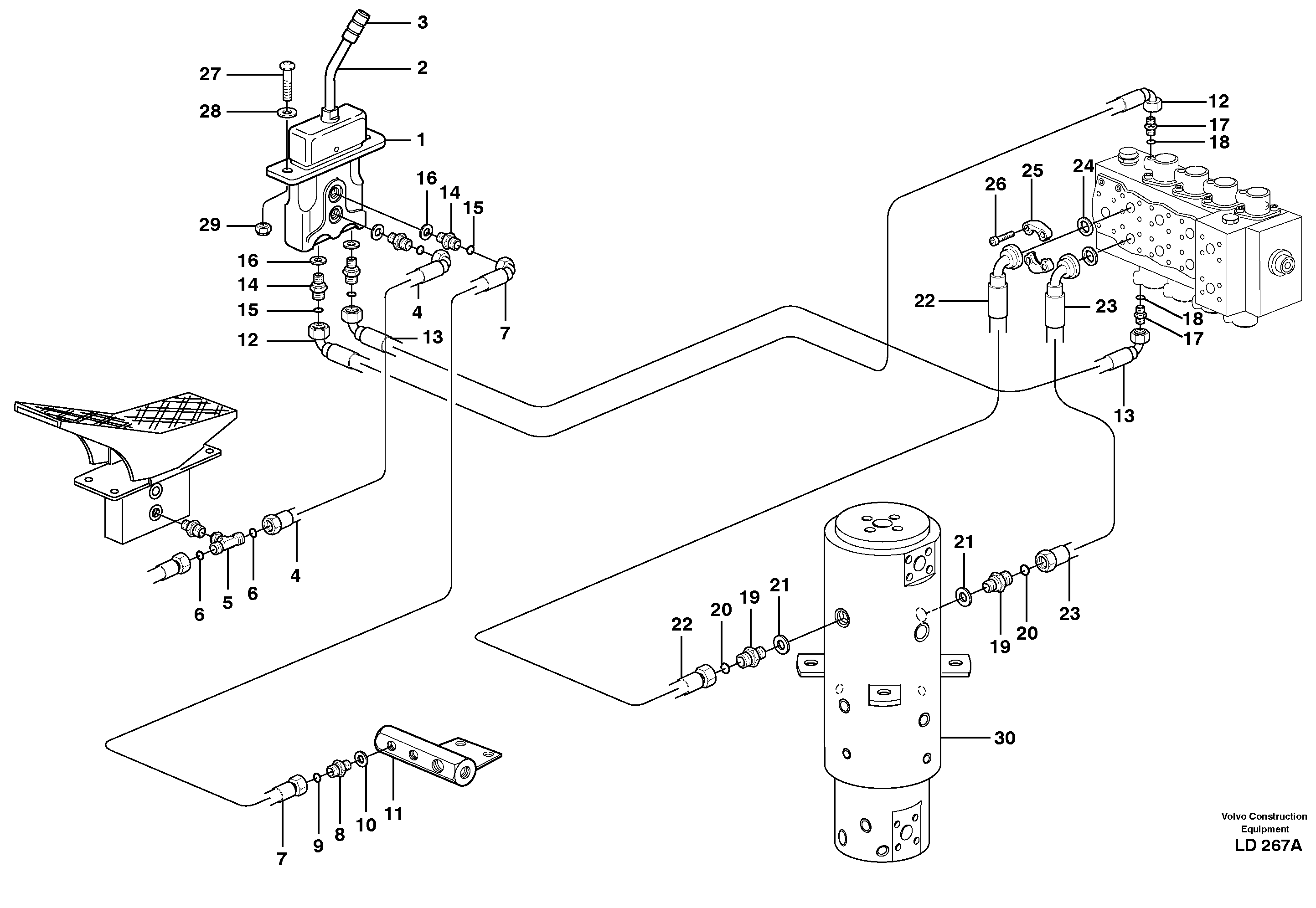 Схема запчастей Volvo EW160 - 90312 Hydraulic system for dozer blade, upper section EW160 SER NO 1001-1912