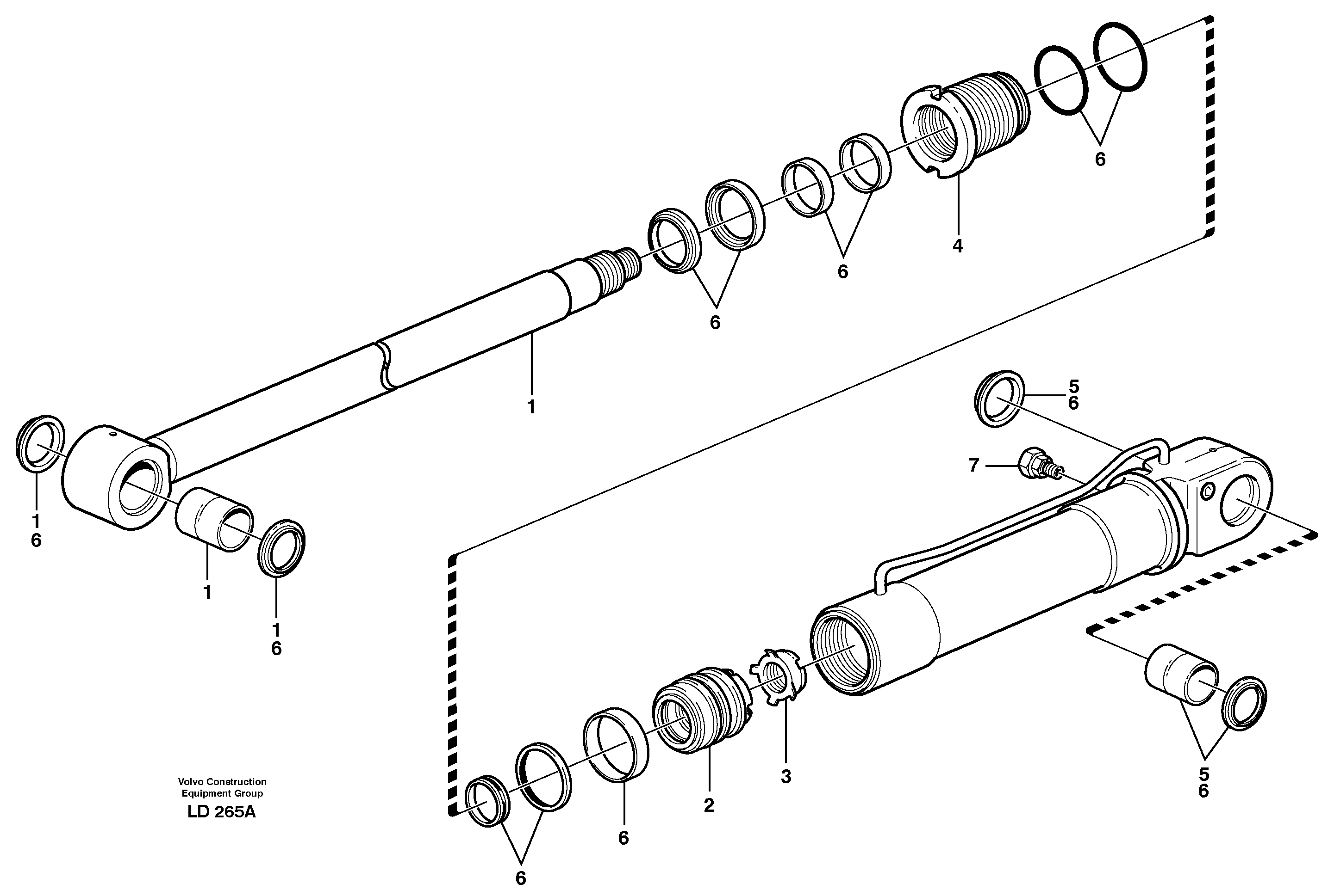 Схема запчастей Volvo EW160 - 35150 Hydraulic cylinder, stabilisor EW160 SER NO 1001-1912