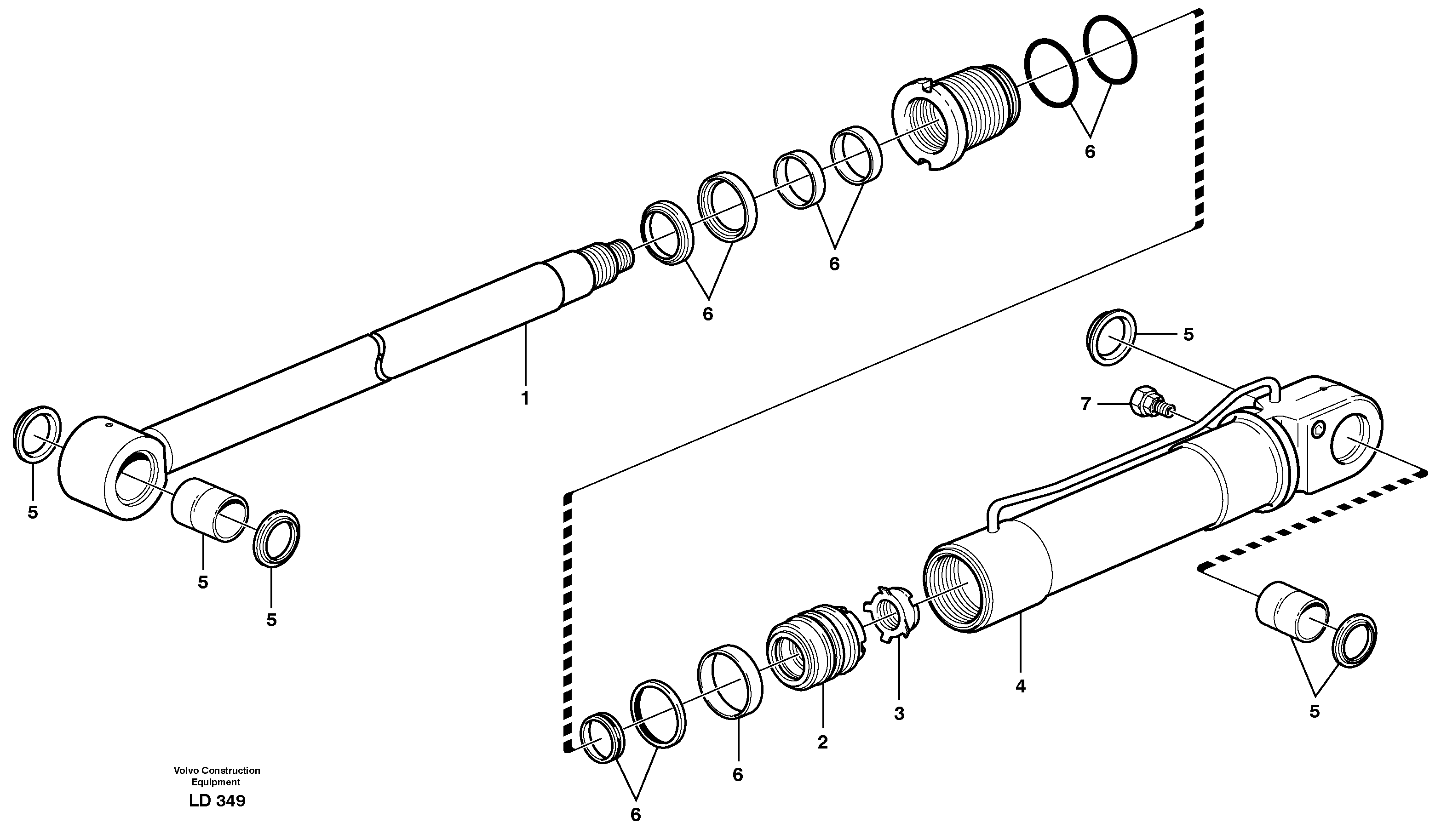 Схема запчастей Volvo EW160 - 2852 Цилиндр подъема (наклона) кузова EW160 SER NO 1001-1912