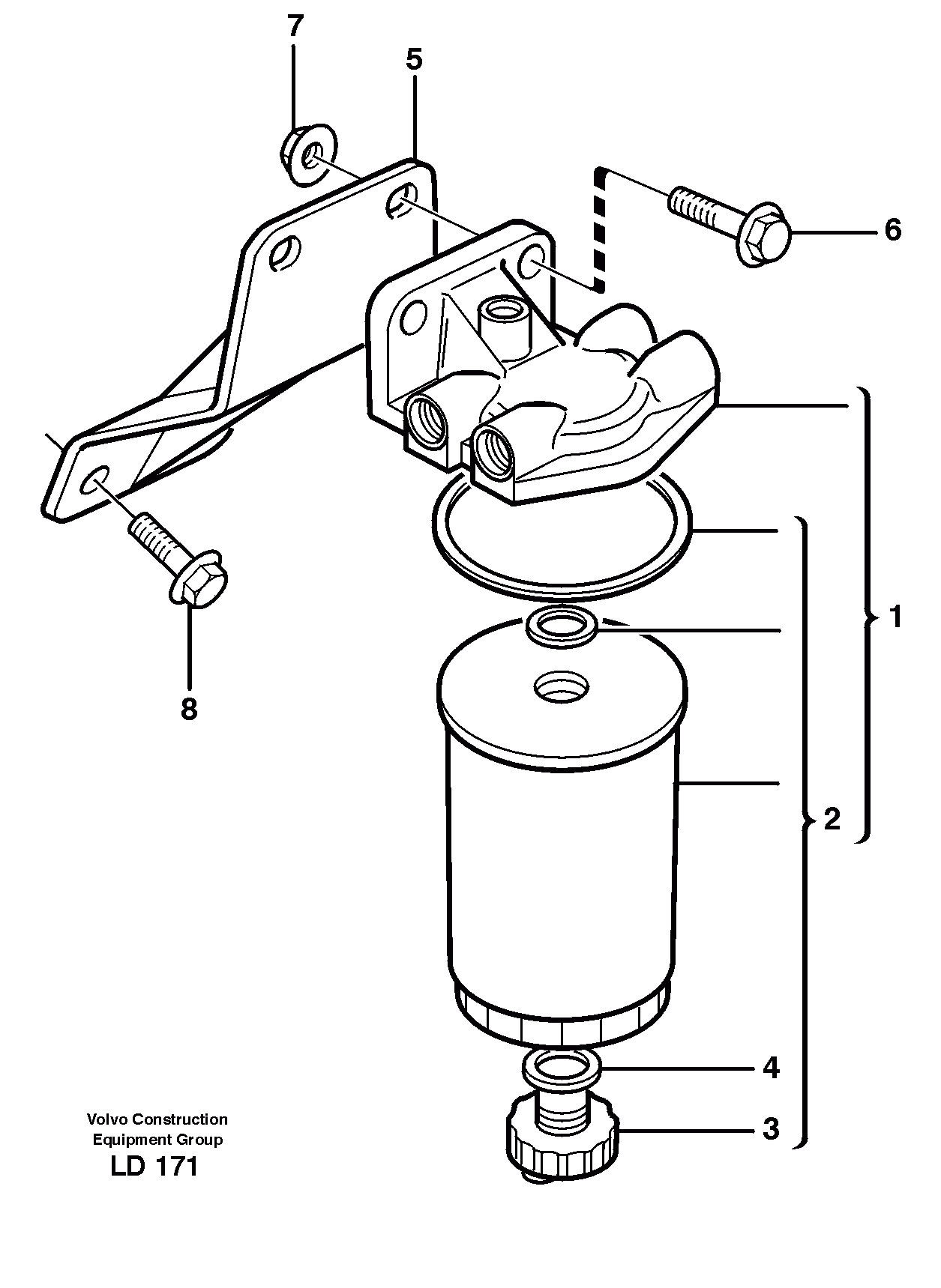 Схема запчастей Volvo EW160 - 36552 Фильтр топливный EW160 SER NO 1001-1912