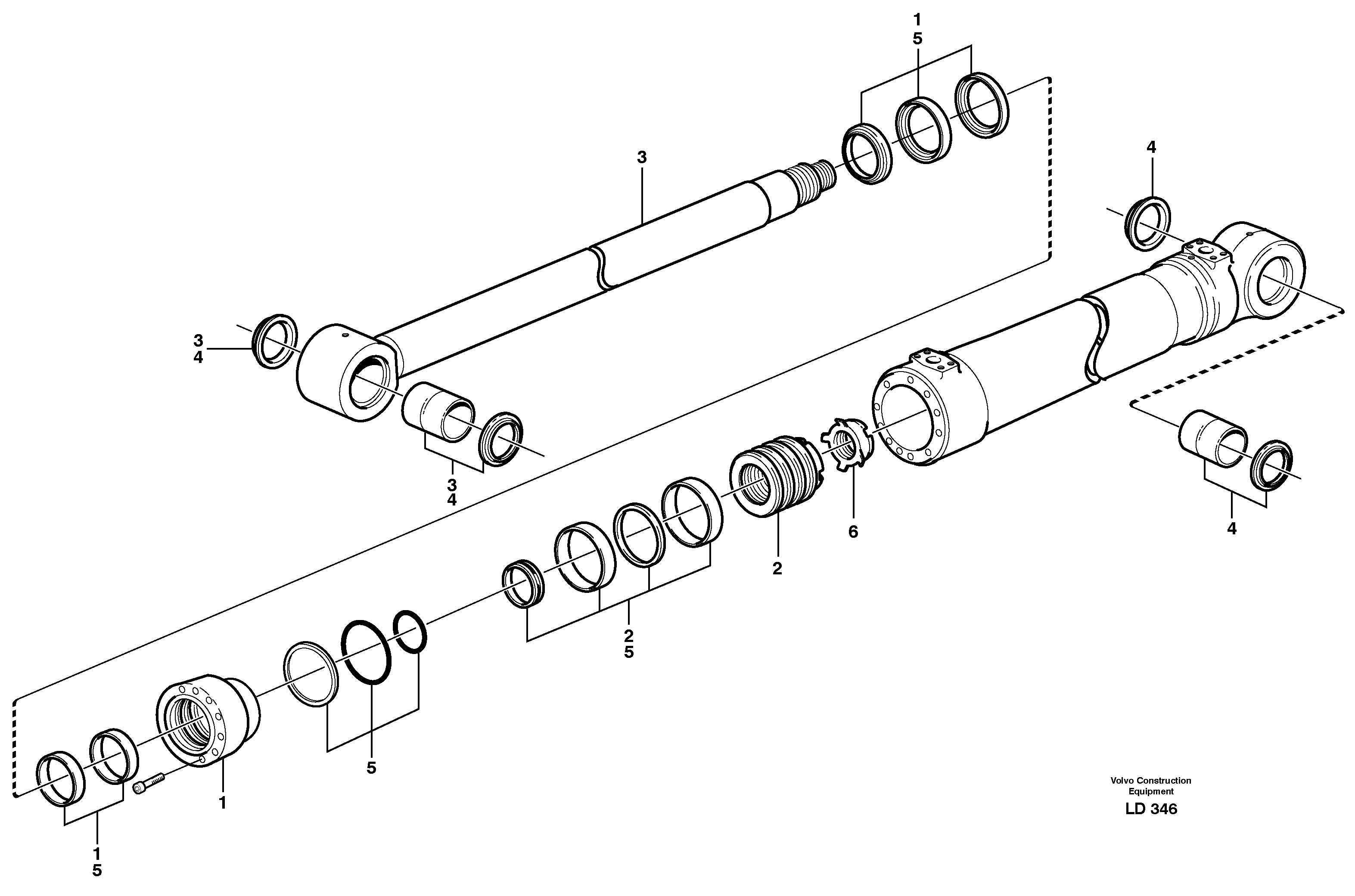 Схема запчастей Volvo EW160 - 44065 Knuckle cylinder EW160 SER NO 1001-1912