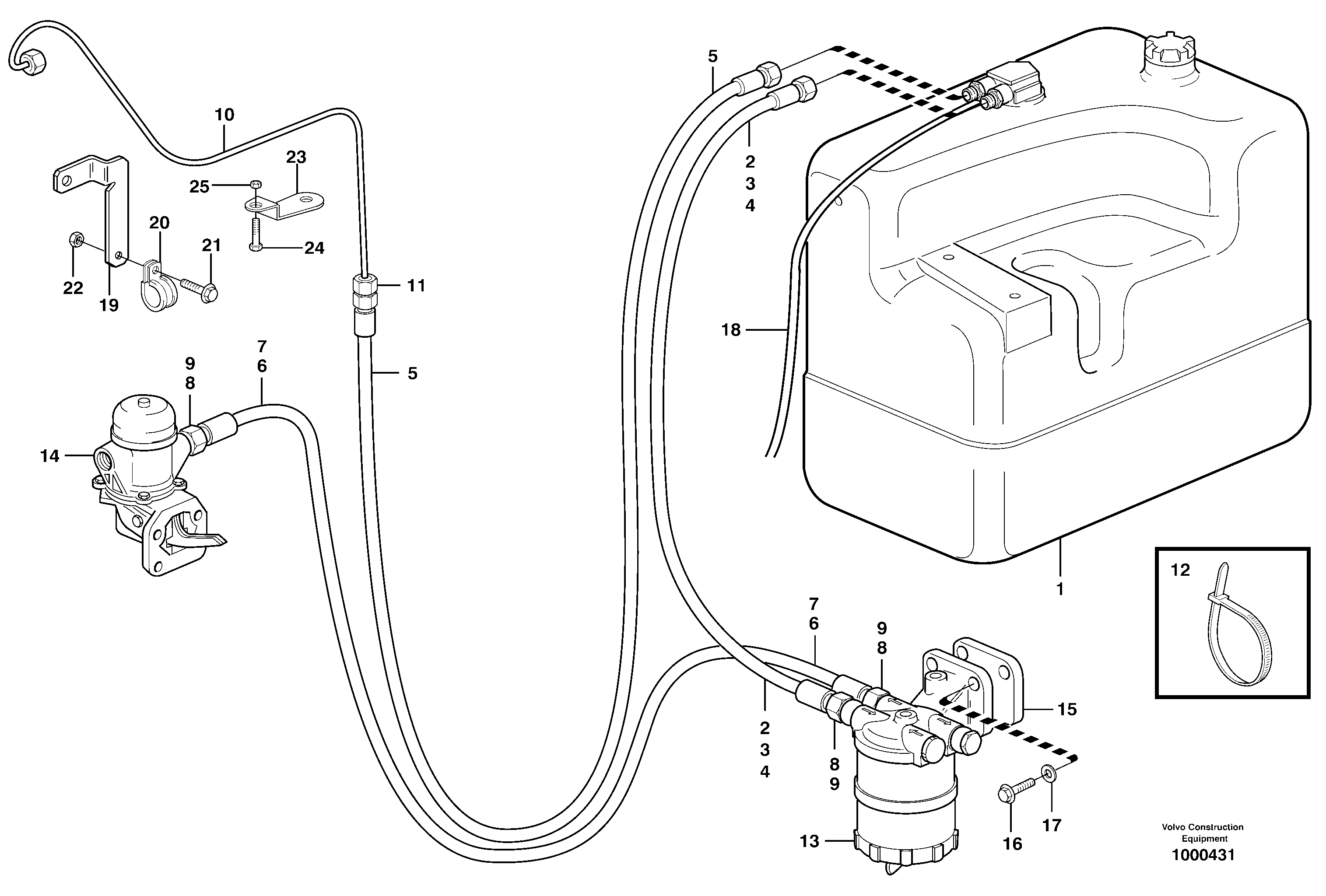Схема запчастей Volvo EW160 - 105646 Fuel pipe - Fuel tank EW160 SER NO 1001-1912