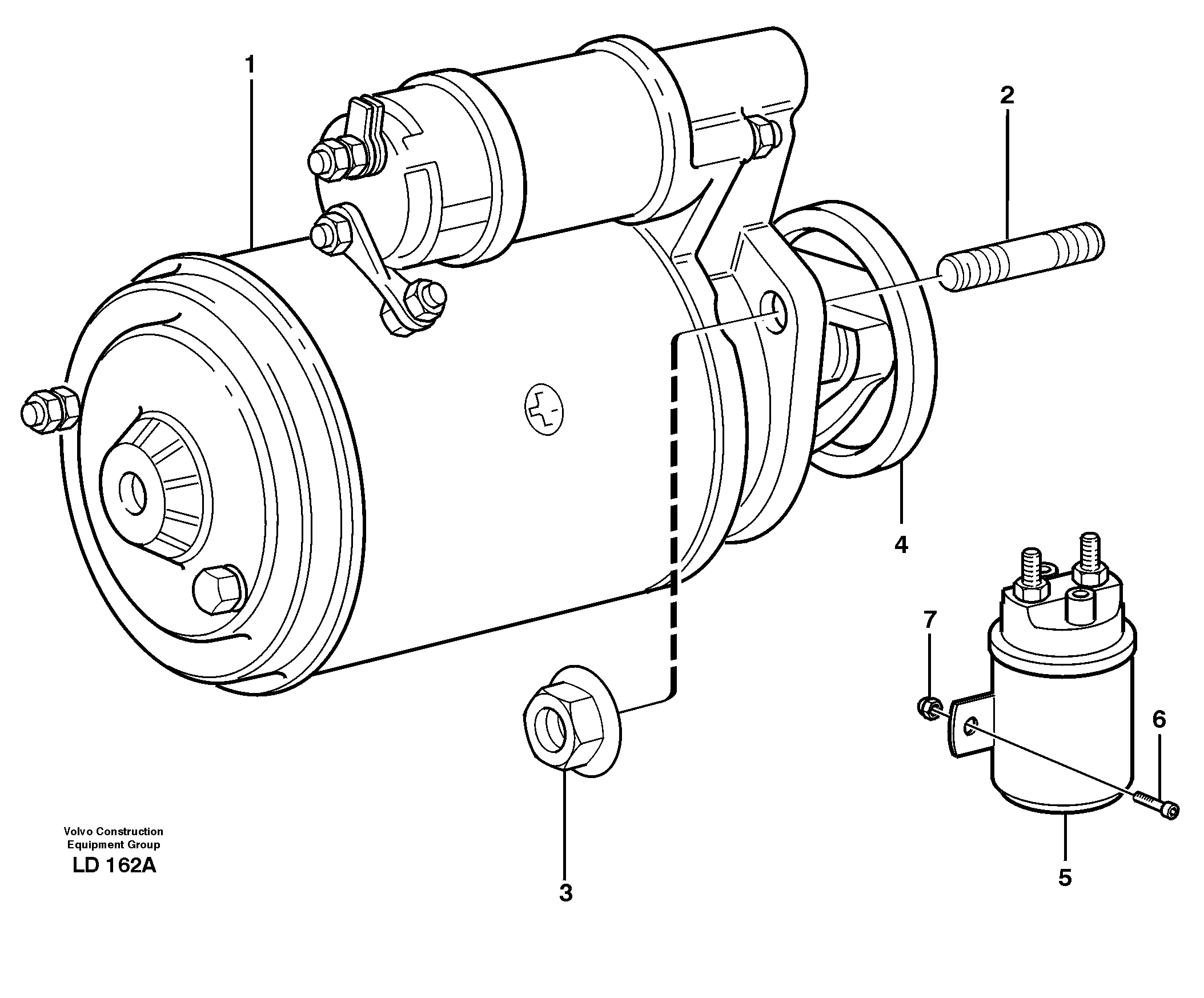 Схема запчастей Volvo EW160 - 26230 Starter motor with assembling details EW160 SER NO 1001-1912