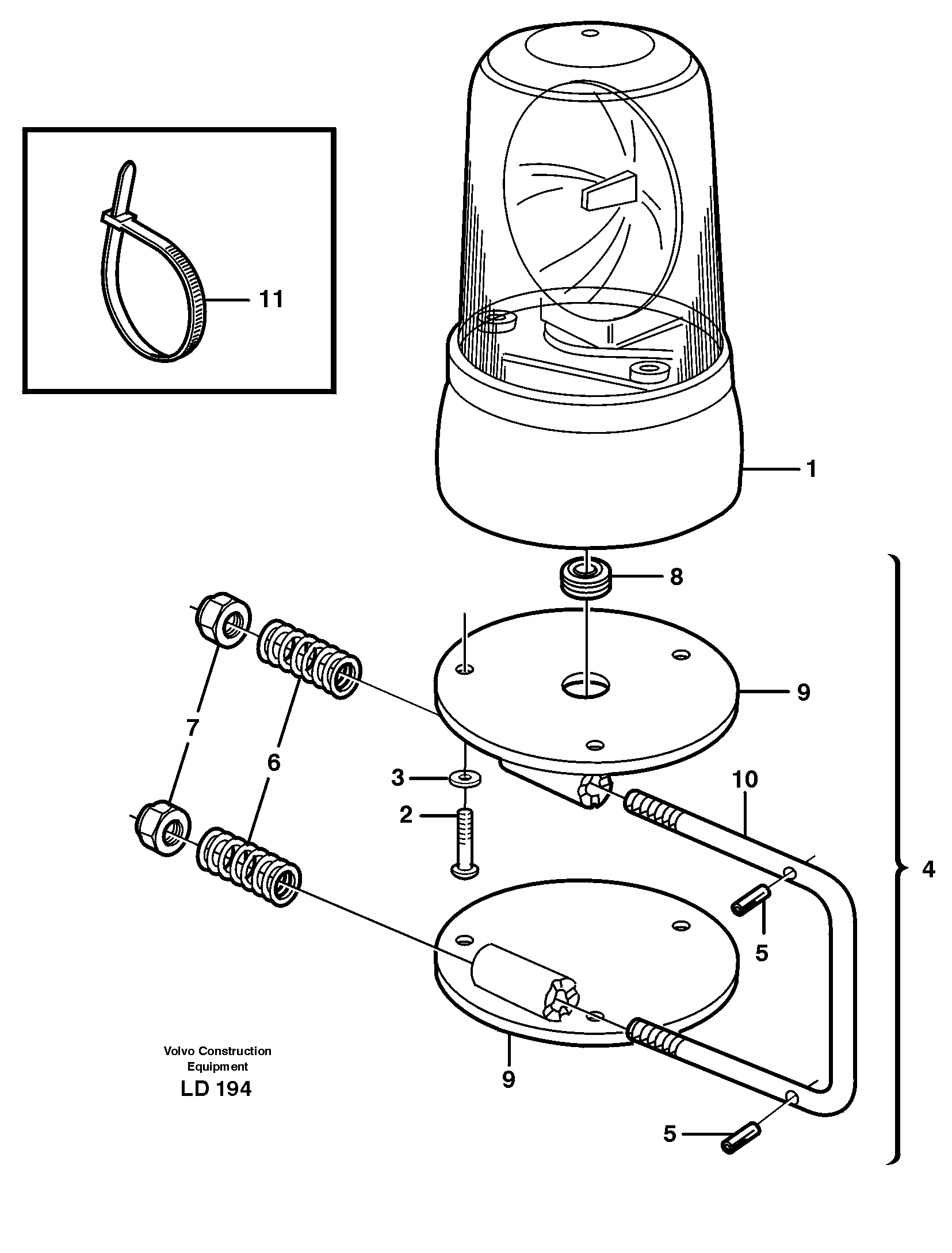 Схема запчастей Volvo EW160 - 26234 Rotating beacon EW160 SER NO 1001-1912