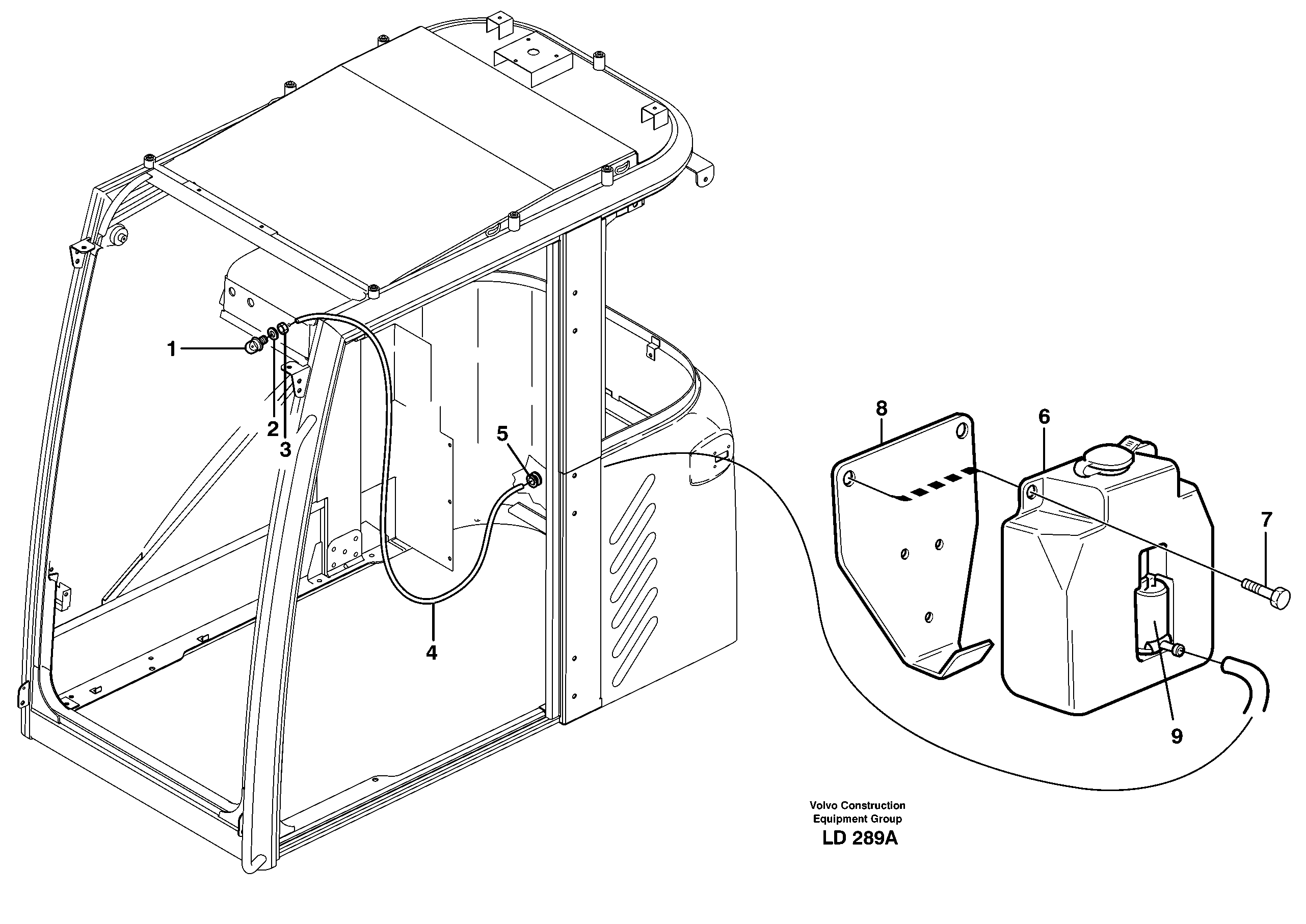 Схема запчастей Volvo EW160 - 76022 Шайба лобового стекла (ветрового) EW160 SER NO 1001-1912