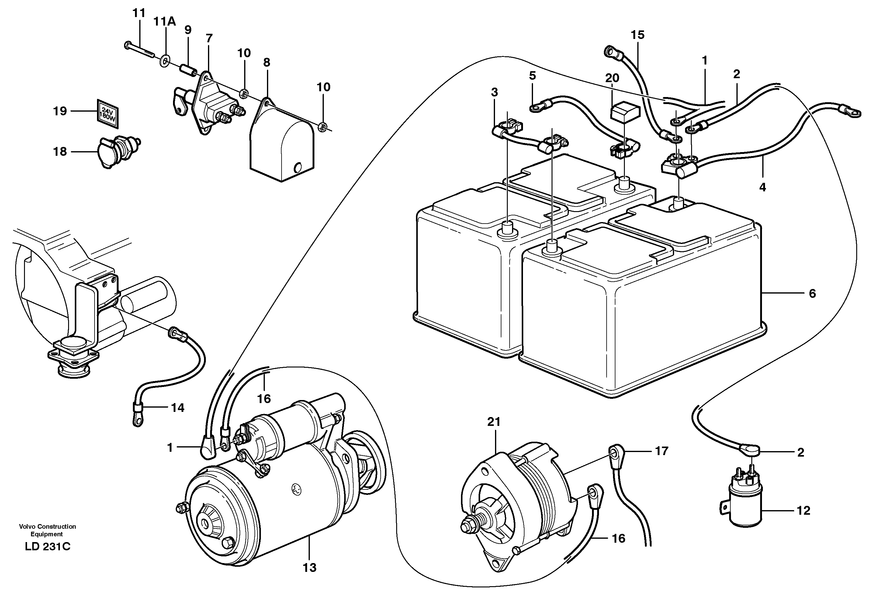 Схема запчастей Volvo EW160 - 25611 Cable harness, battery EW160 SER NO 1001-1912