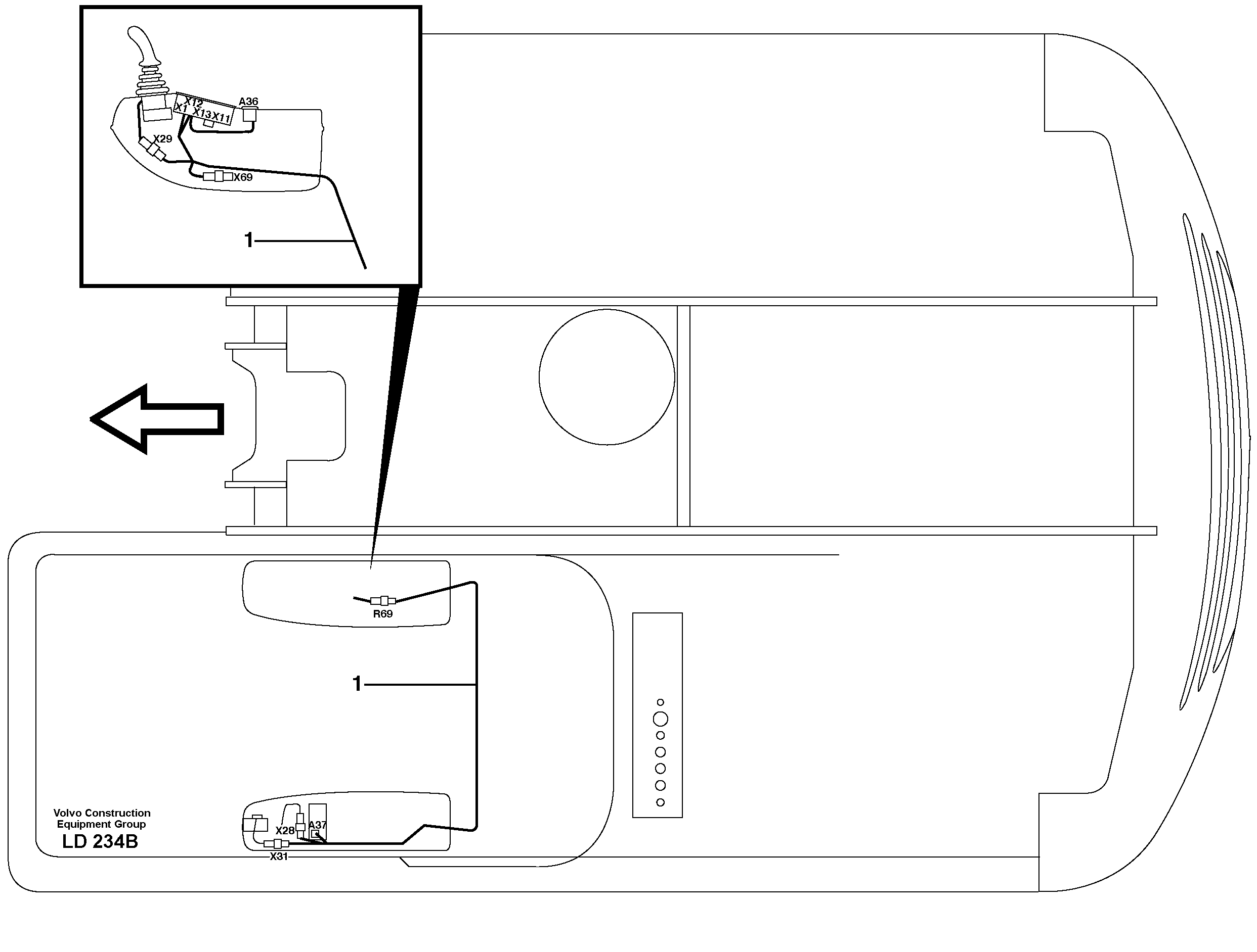 Схема запчастей Volvo EW160 - 26507 Cable harness, Control panel, Lh EW160 SER NO 1001-1912