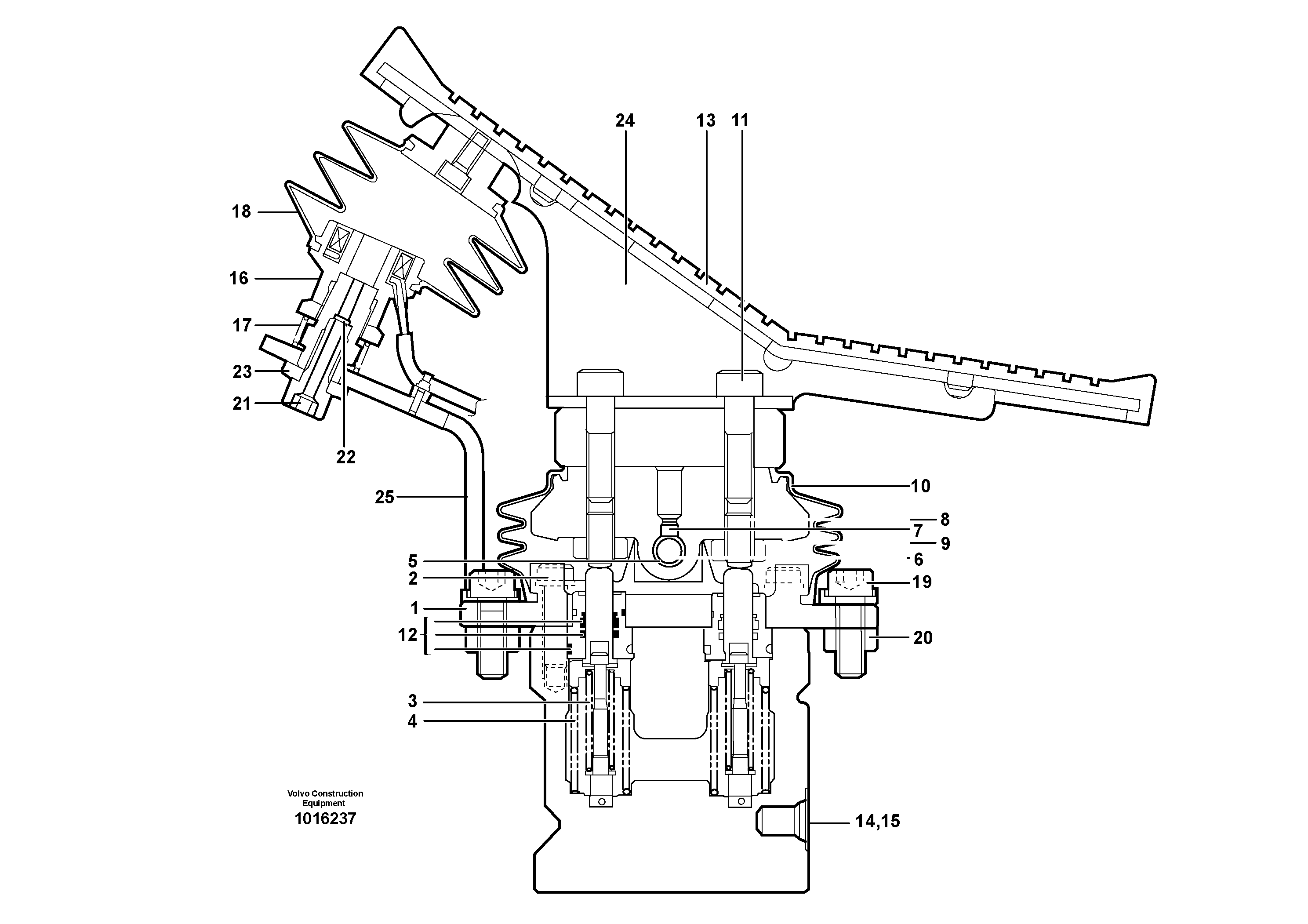 Схема запчастей Volvo EW160 - 102731 Pedal valve, cruise control EW160 SER NO 1001-1912