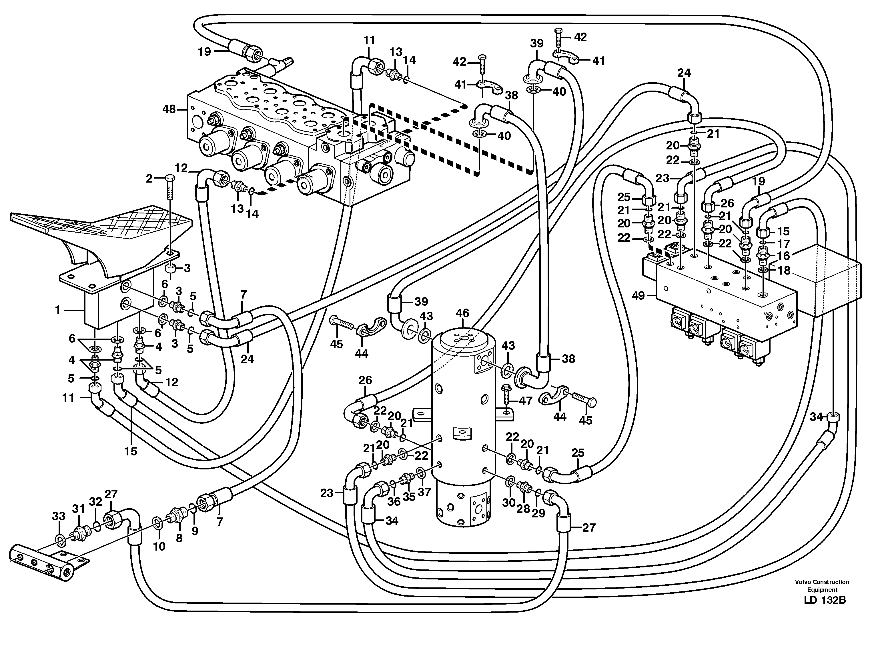 Схема запчастей Volvo EW160 - 86360 Hydraulic system, transport in uppercarrige EW160 SER NO 1001-1912