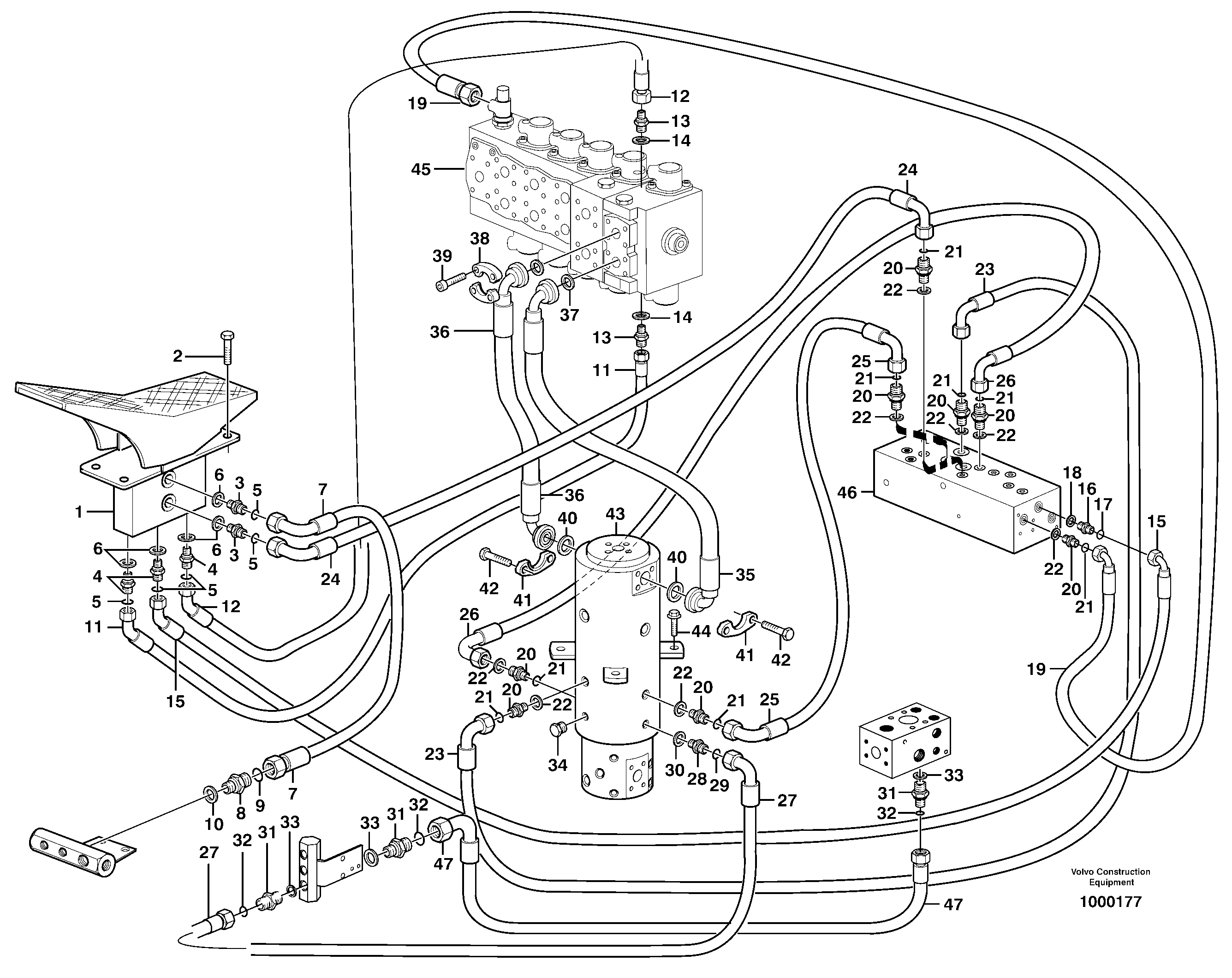 Схема запчастей Volvo EW160 - 89491 Hydraulic system, transport in uppercarrige EW160 SER NO 1001-1912