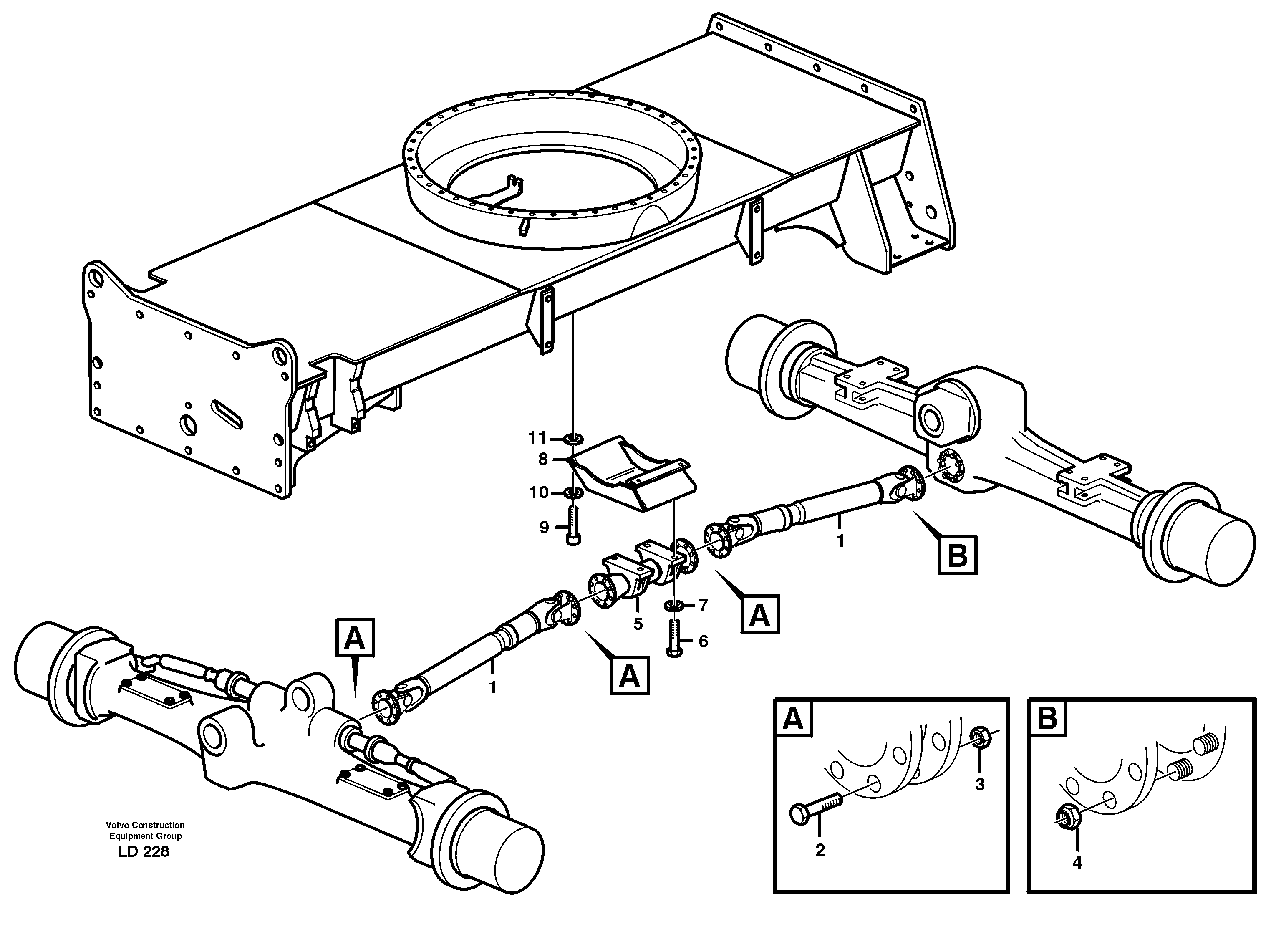 Схема запчастей Volvo EW160 - 26514 Propeller shafts and assembling EW160 SER NO 1001-1912