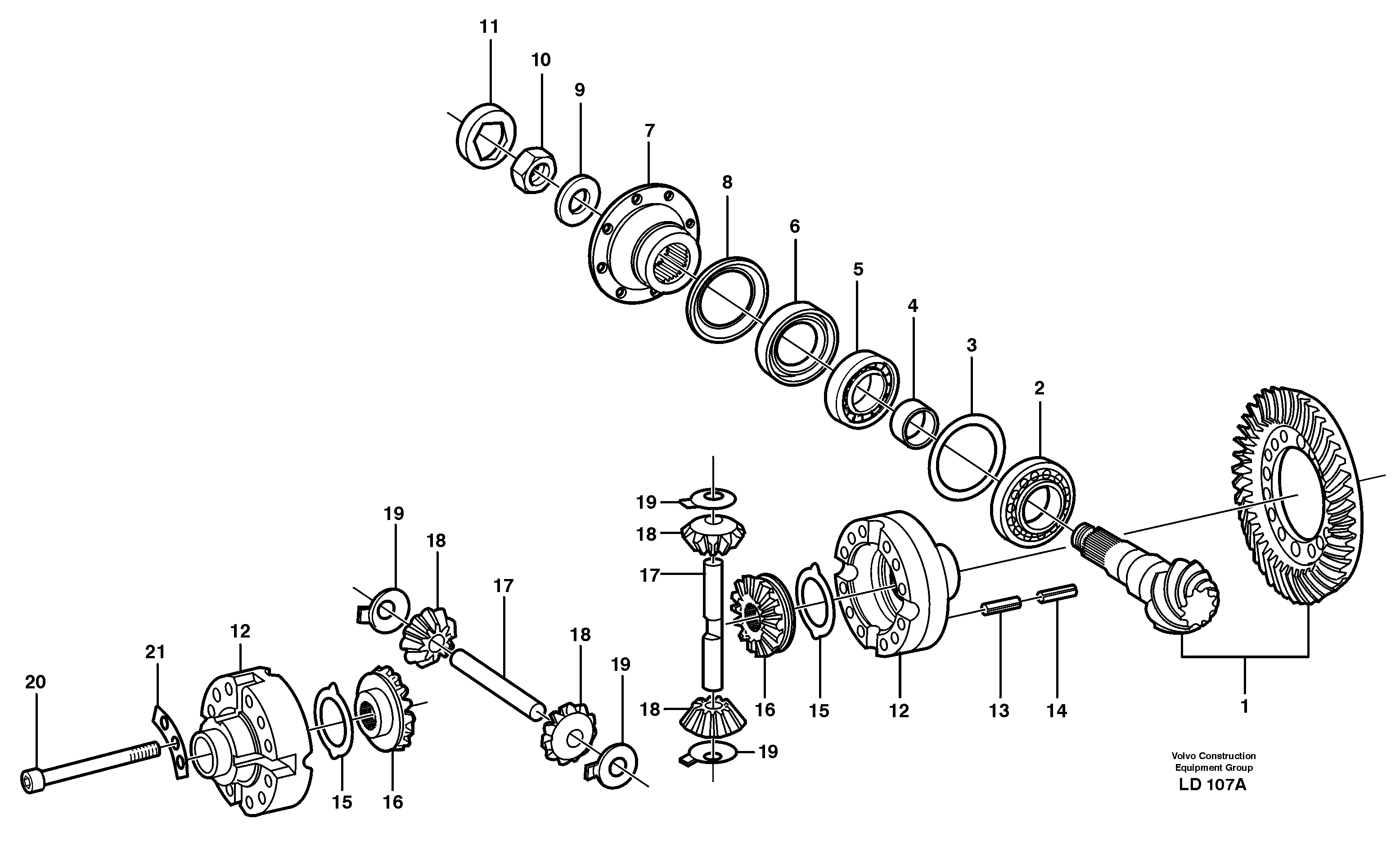 Схема запчастей Volvo EW160 - 26515 Дифференциал переднего моста EW160 SER NO 1001-1912
