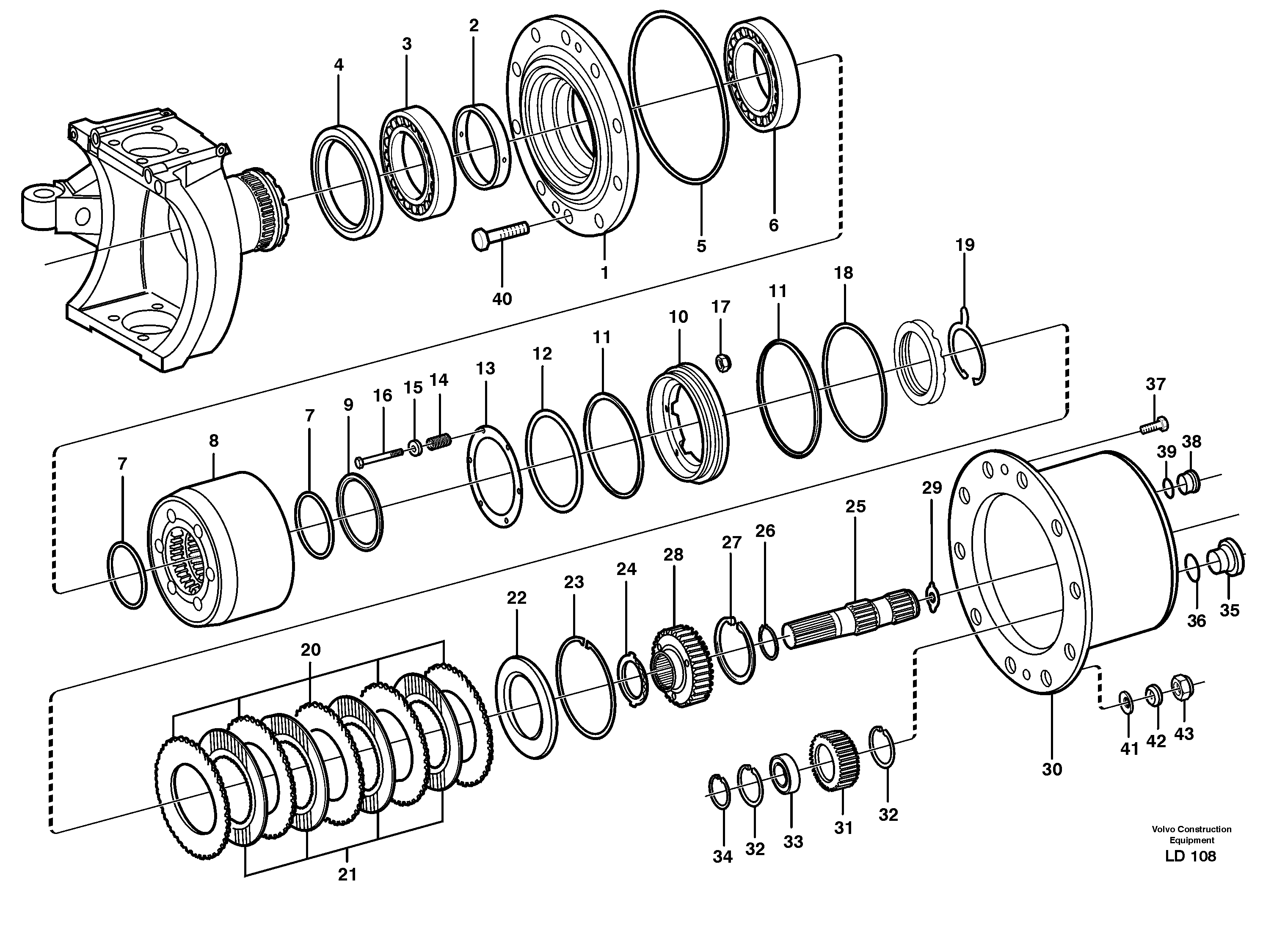 Схема запчастей Volvo EW160 - 38199 Редуктор переднего моста EW160 SER NO 1001-1912