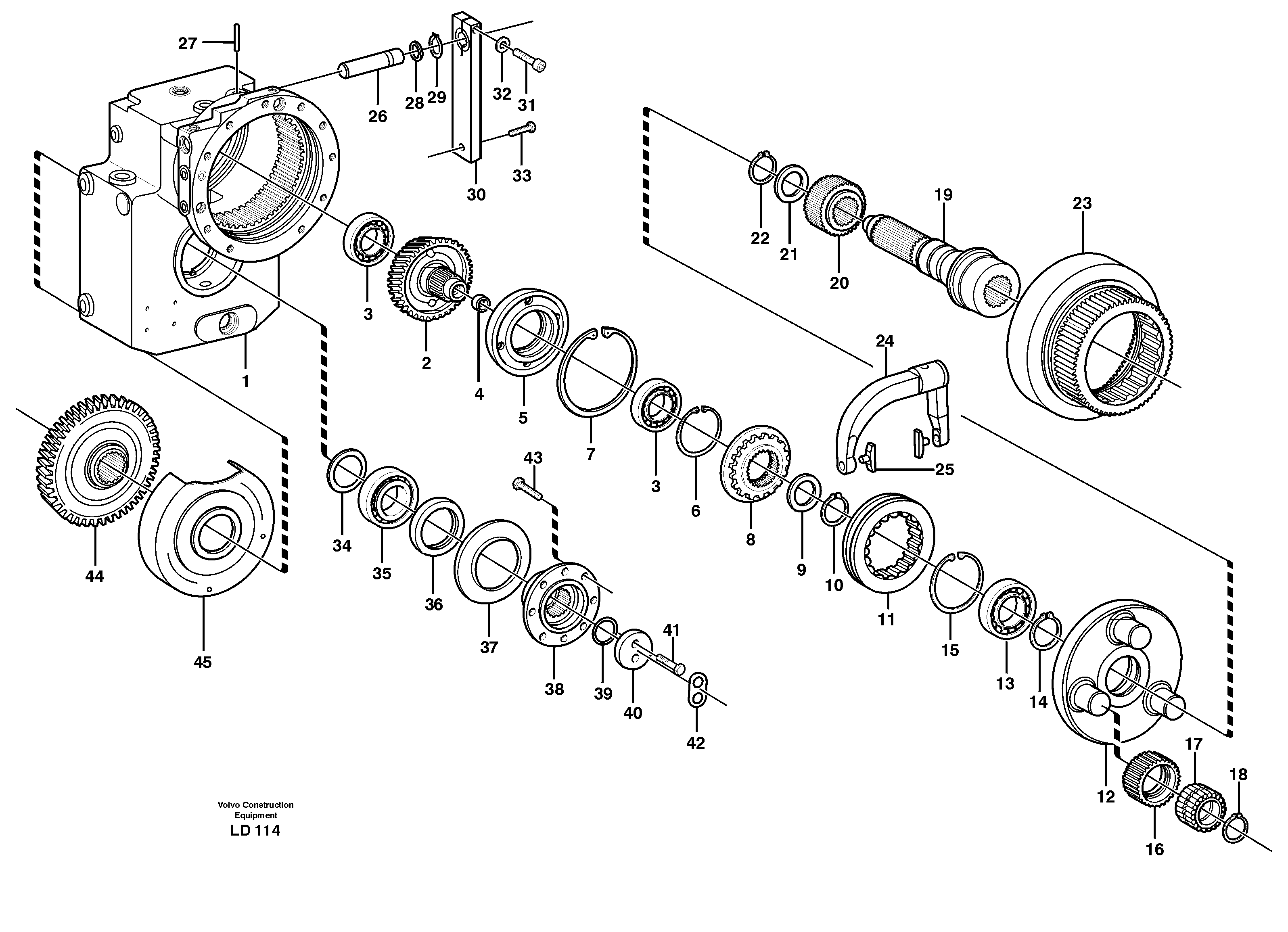 Схема запчастей Volvo EW160 - 23004 Rear axle, Gear and axle EW160 SER NO 1001-1912