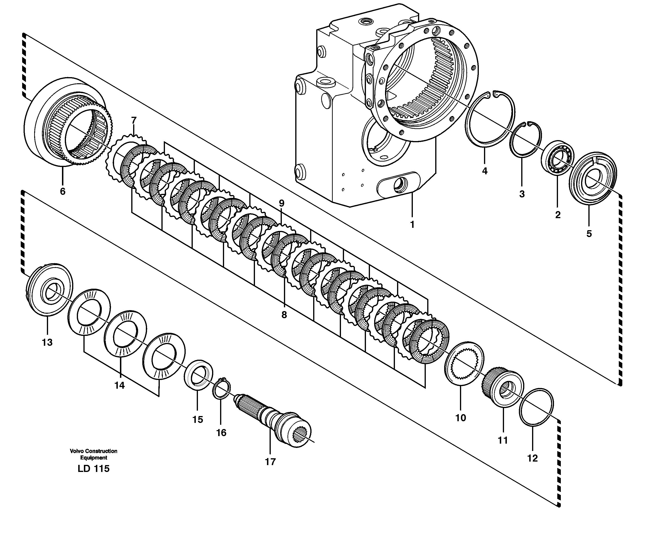 Схема запчастей Volvo EW160 - 25624 Rear axle, Clutch EW160 SER NO 1001-1912