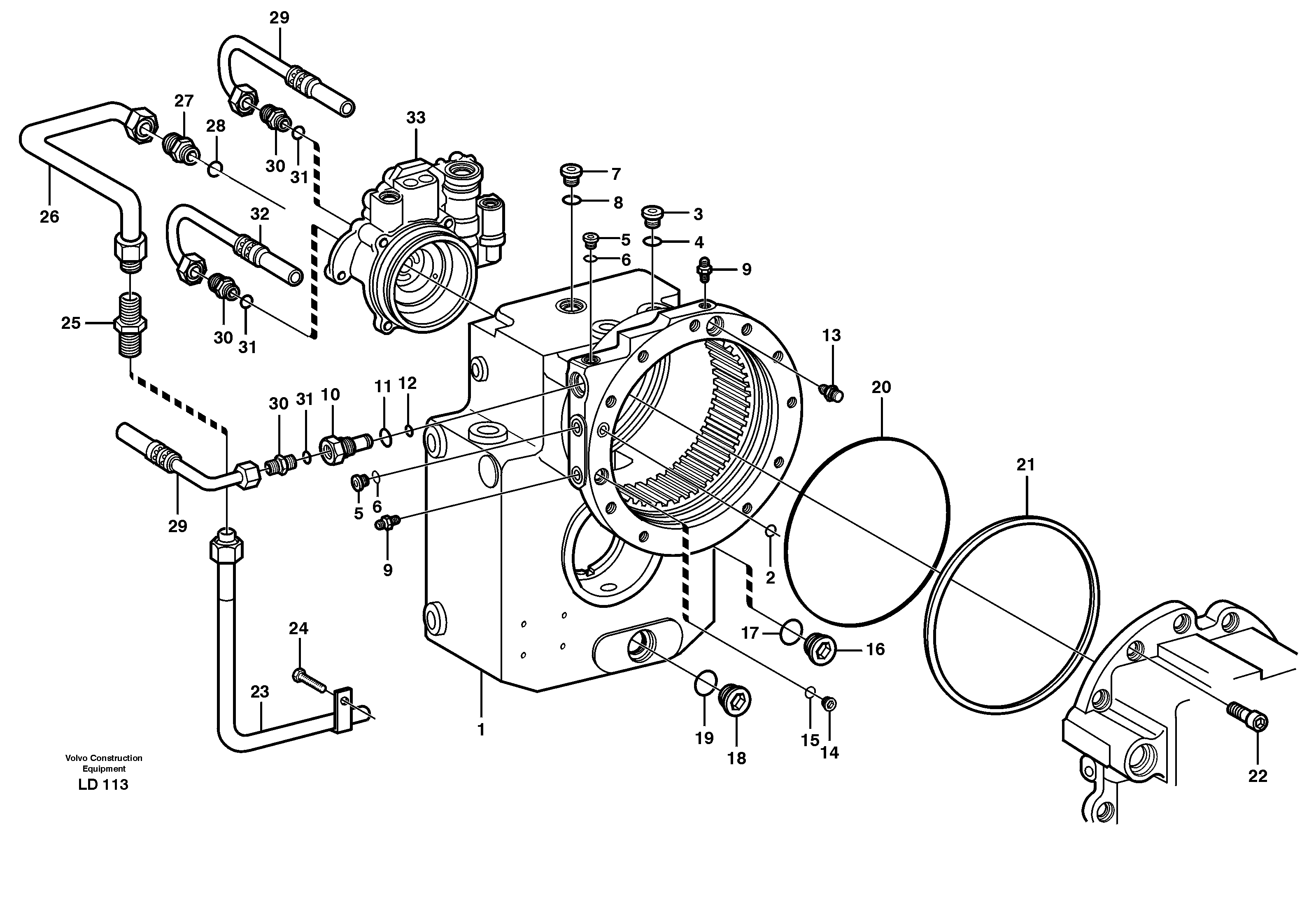 Схема запчастей Volvo EW160 - 26520 Rear axle, Gear box EW160 SER NO 1001-1912
