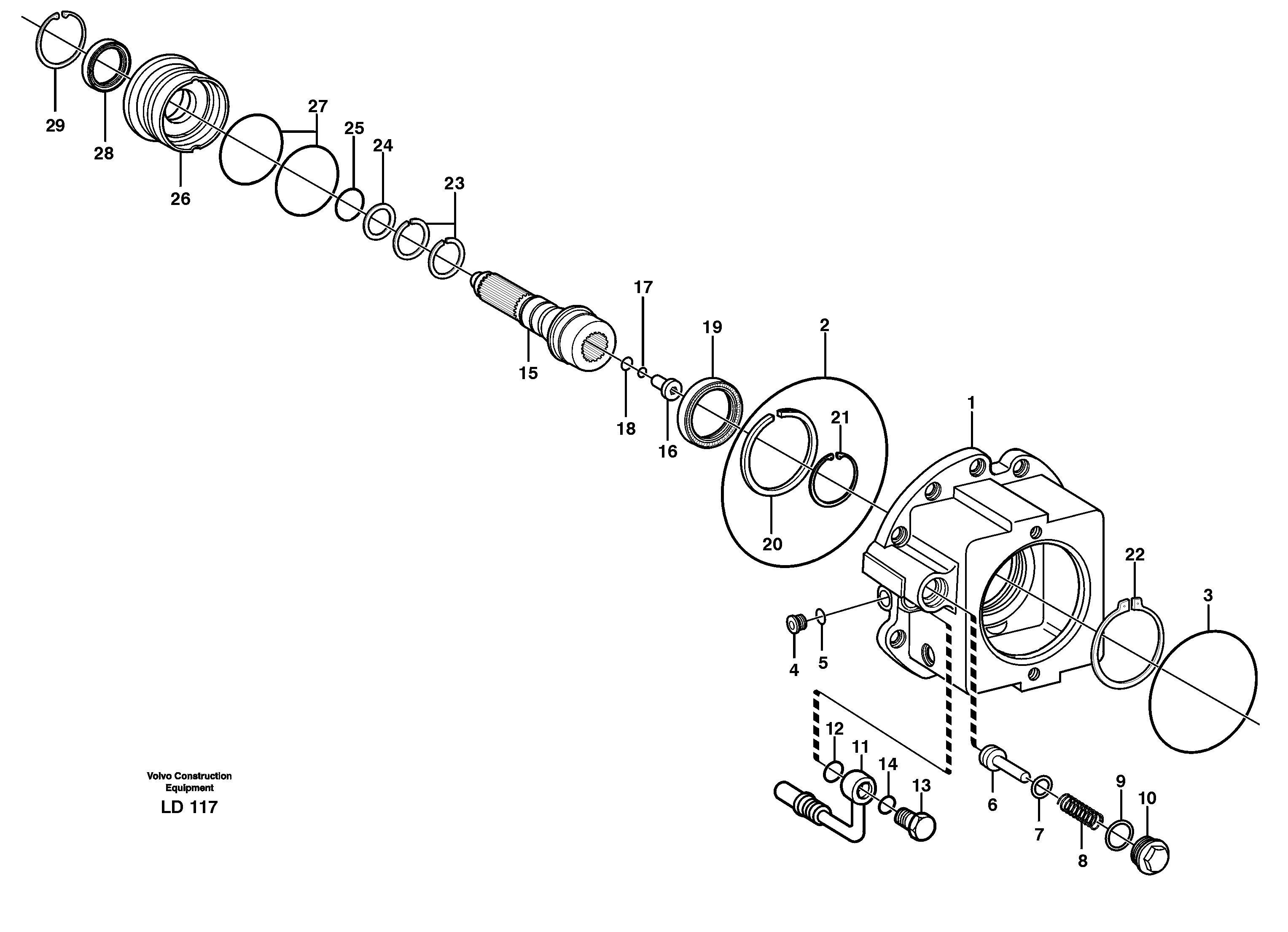 Схема запчастей Volvo EW160 - 26523 Rear axle, Pump housing EW160 SER NO 1001-1912