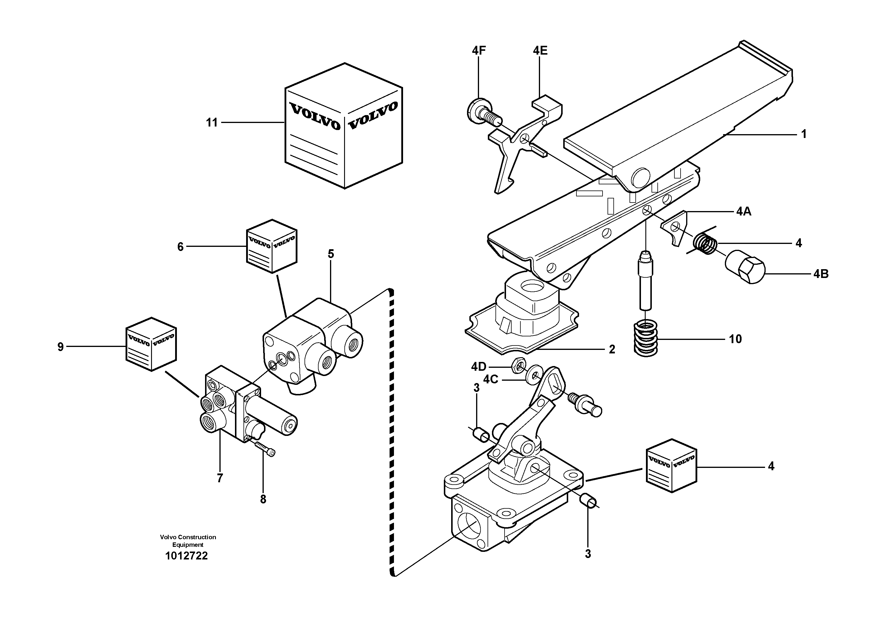 Схема запчастей Volvo EW160 - 105076 Brake pedal EW160 SER NO 1001-1912