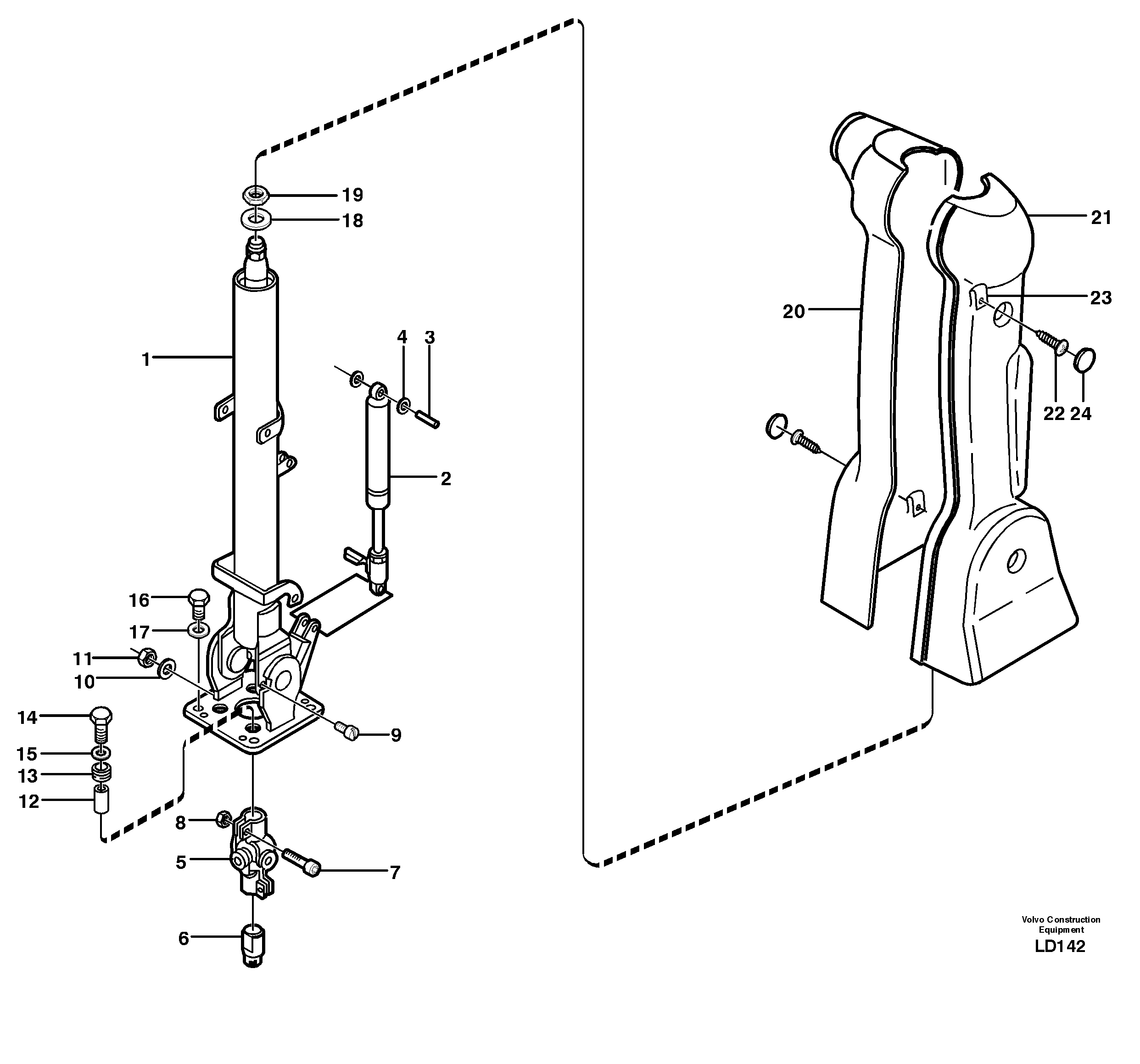 Схема запчастей Volvo EW160 - 24571 Рулевая колонка EW160 SER NO 1001-1912