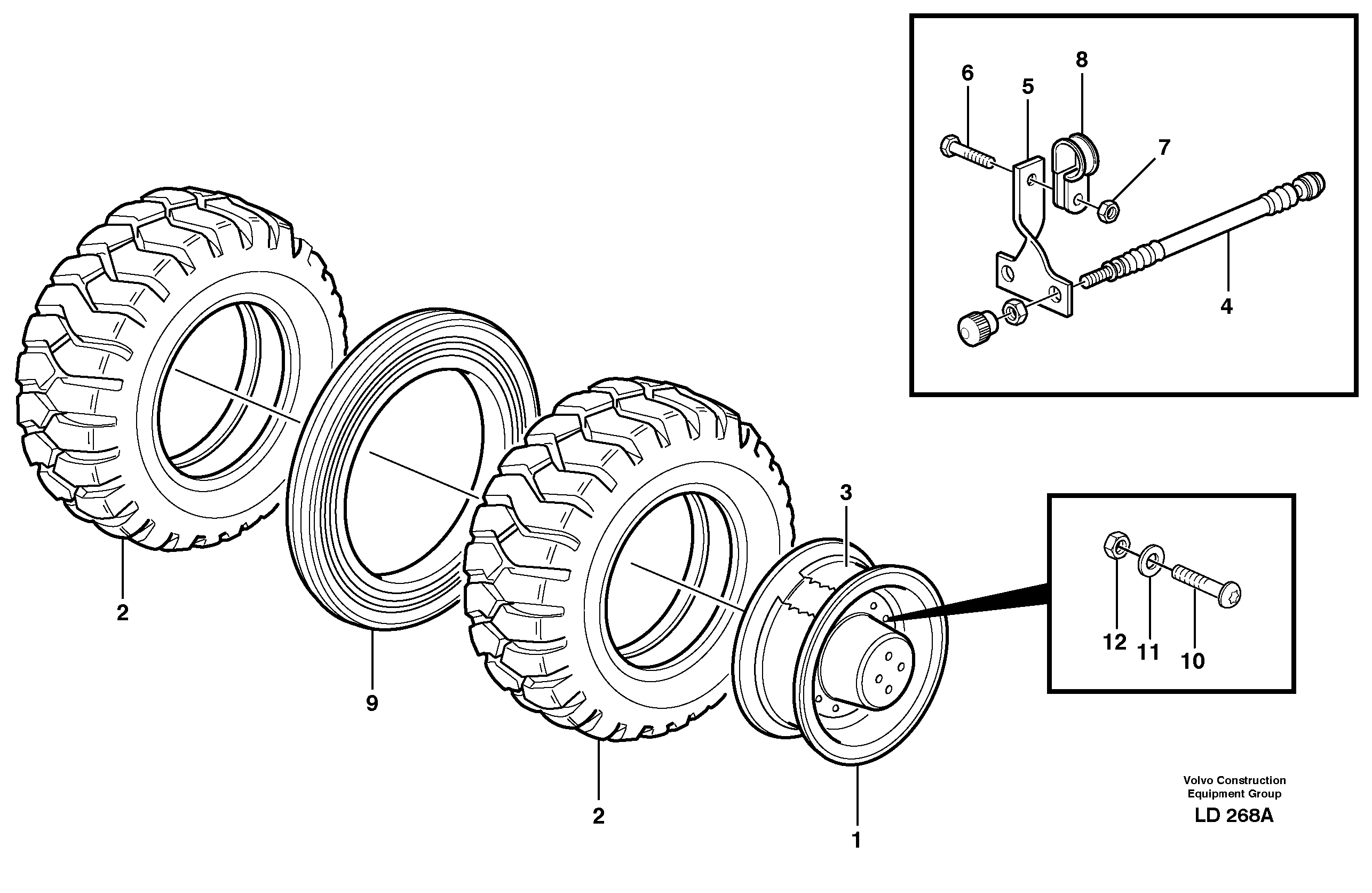Схема запчастей Volvo EW160 - 57091 Wheel equipment EW160 SER NO 1001-1912