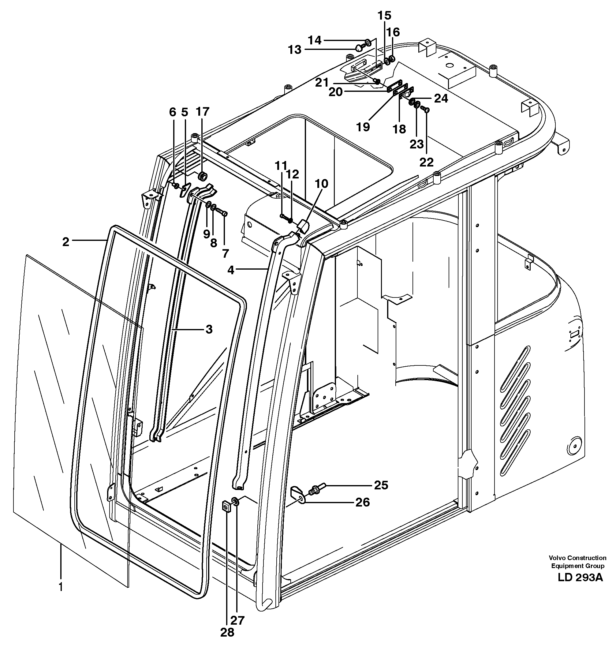 Схема запчастей Volvo EW160 - 34074 Window lifts EW160 SER NO 1001-1912
