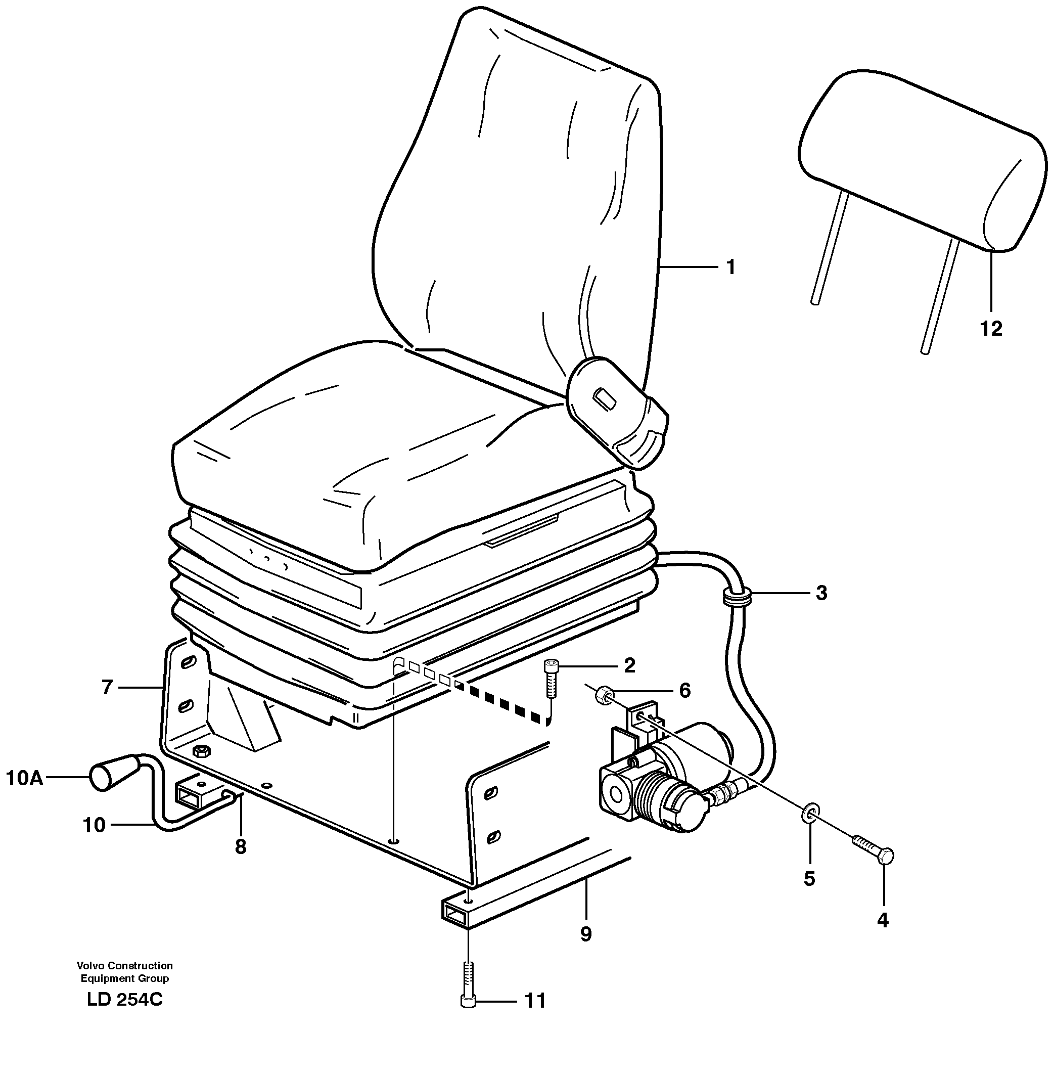 Схема запчастей Volvo EW160 - 32954 Operator seat with fitting parts EW160 SER NO 1001-1912