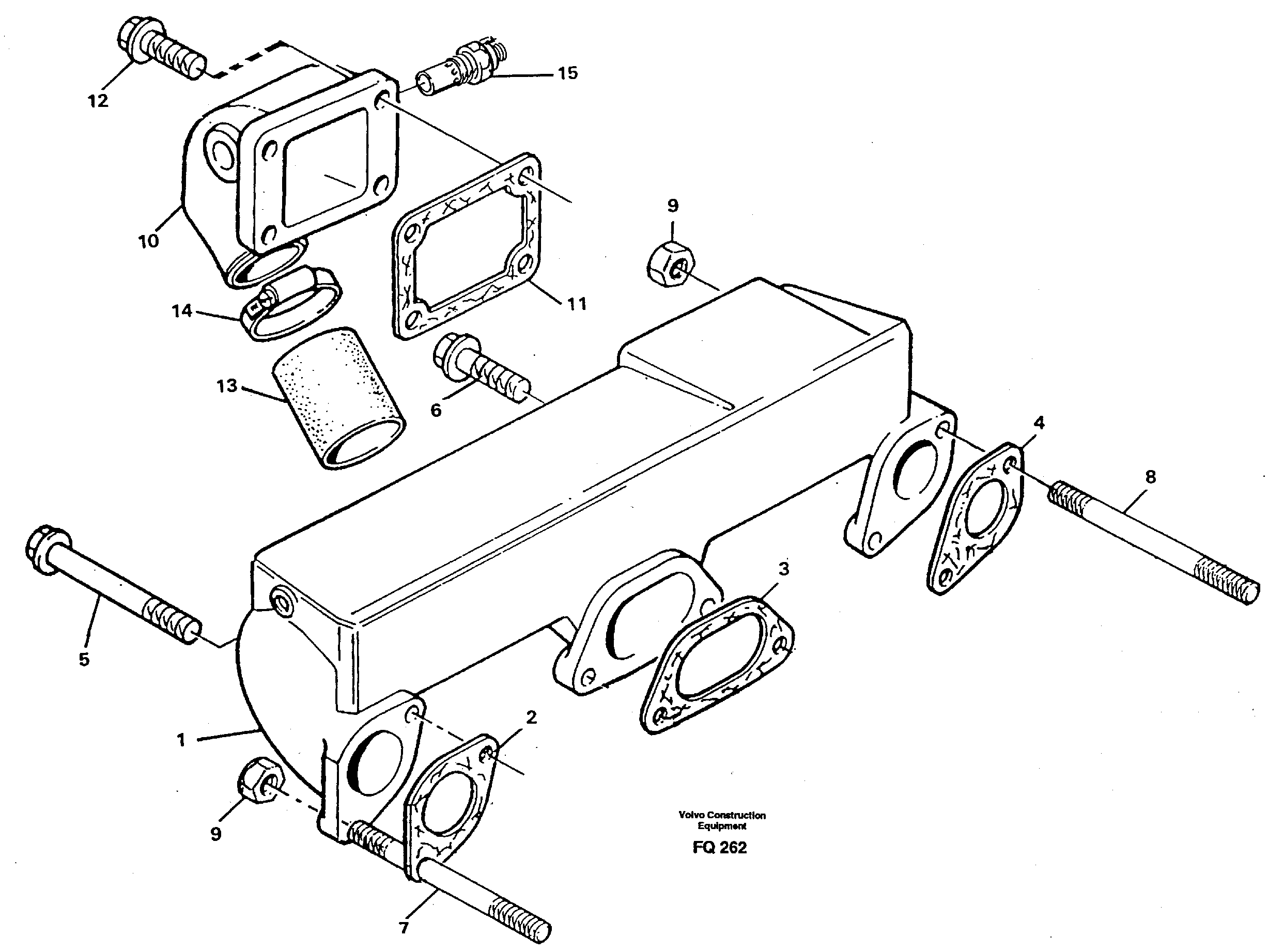 Схема запчастей Volvo EC130 - 15631 Induction manifold with fitting parts EC130 ?KERMAN ?KERMAN EC130 SER NO - 103