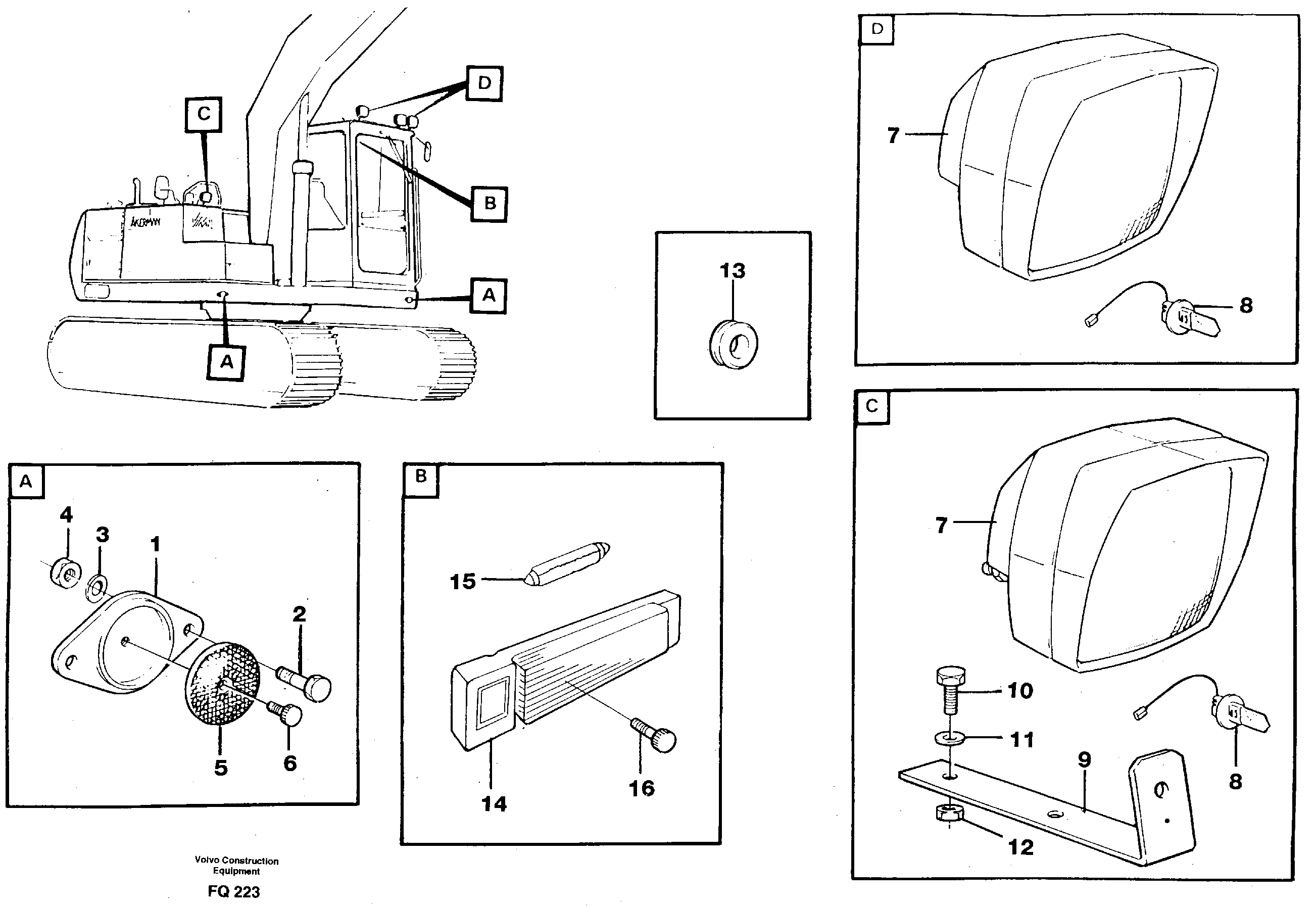 Схема запчастей Volvo EC130 - 15639 Headlamp, front EC130 ?KERMAN ?KERMAN EC130 SER NO - 103