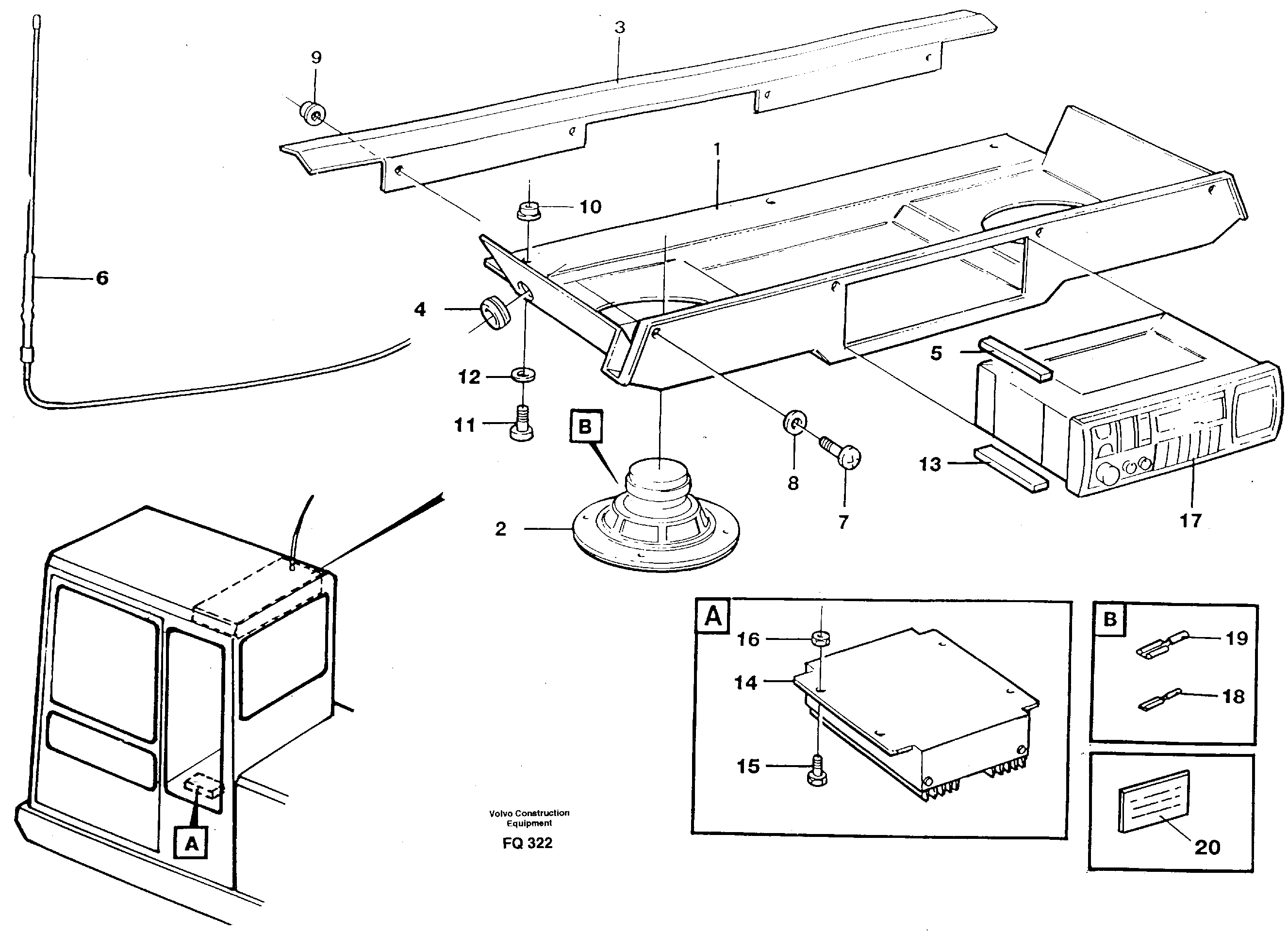 Схема запчастей Volvo EC130 - 5623 Radio installation with converter EC130 ?KERMAN ?KERMAN EC130 SER NO - 103