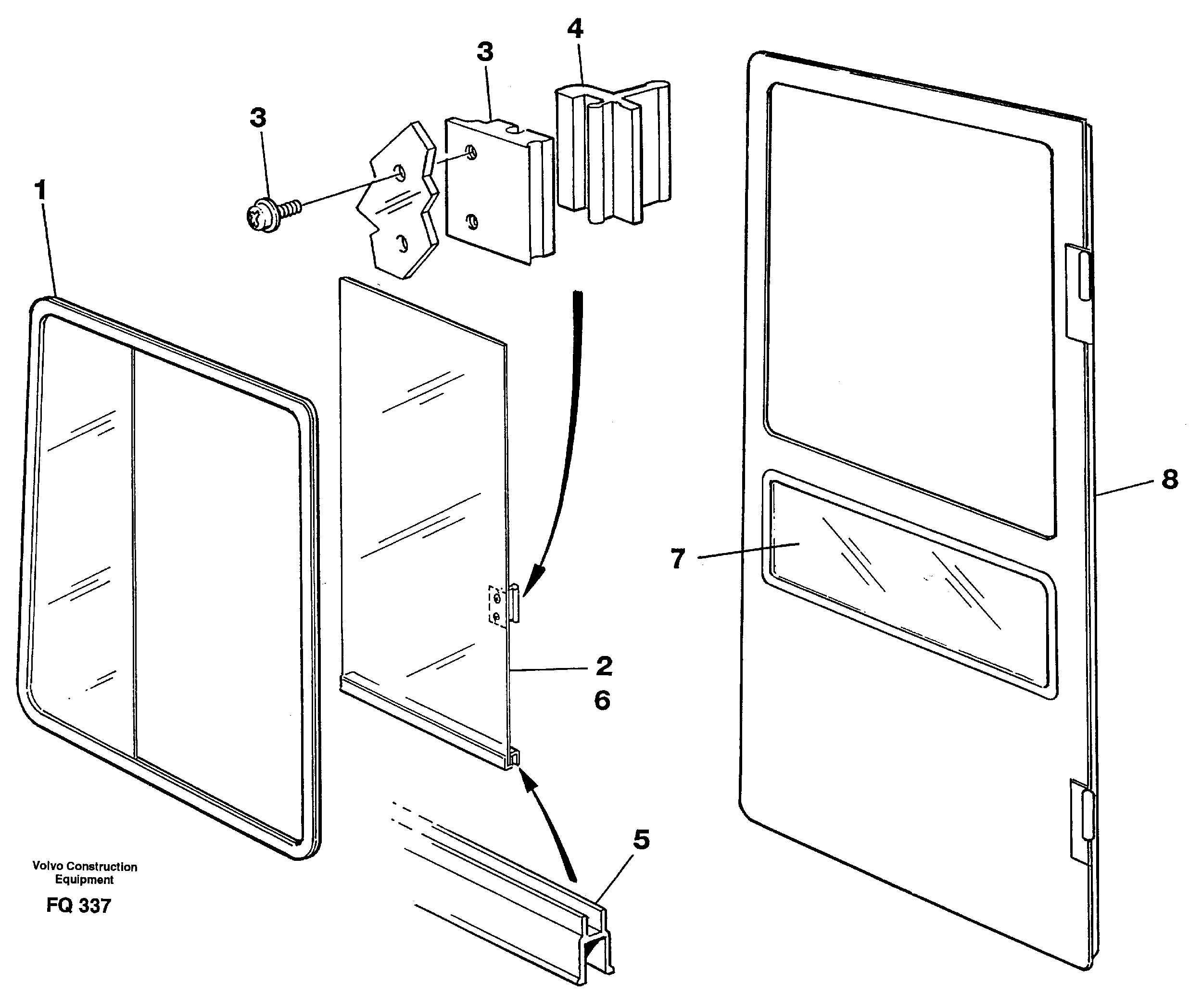 Схема запчастей Volvo EC130 - 24999 Sliding window EC130 ?KERMAN ?KERMAN EC130 SER NO - 103