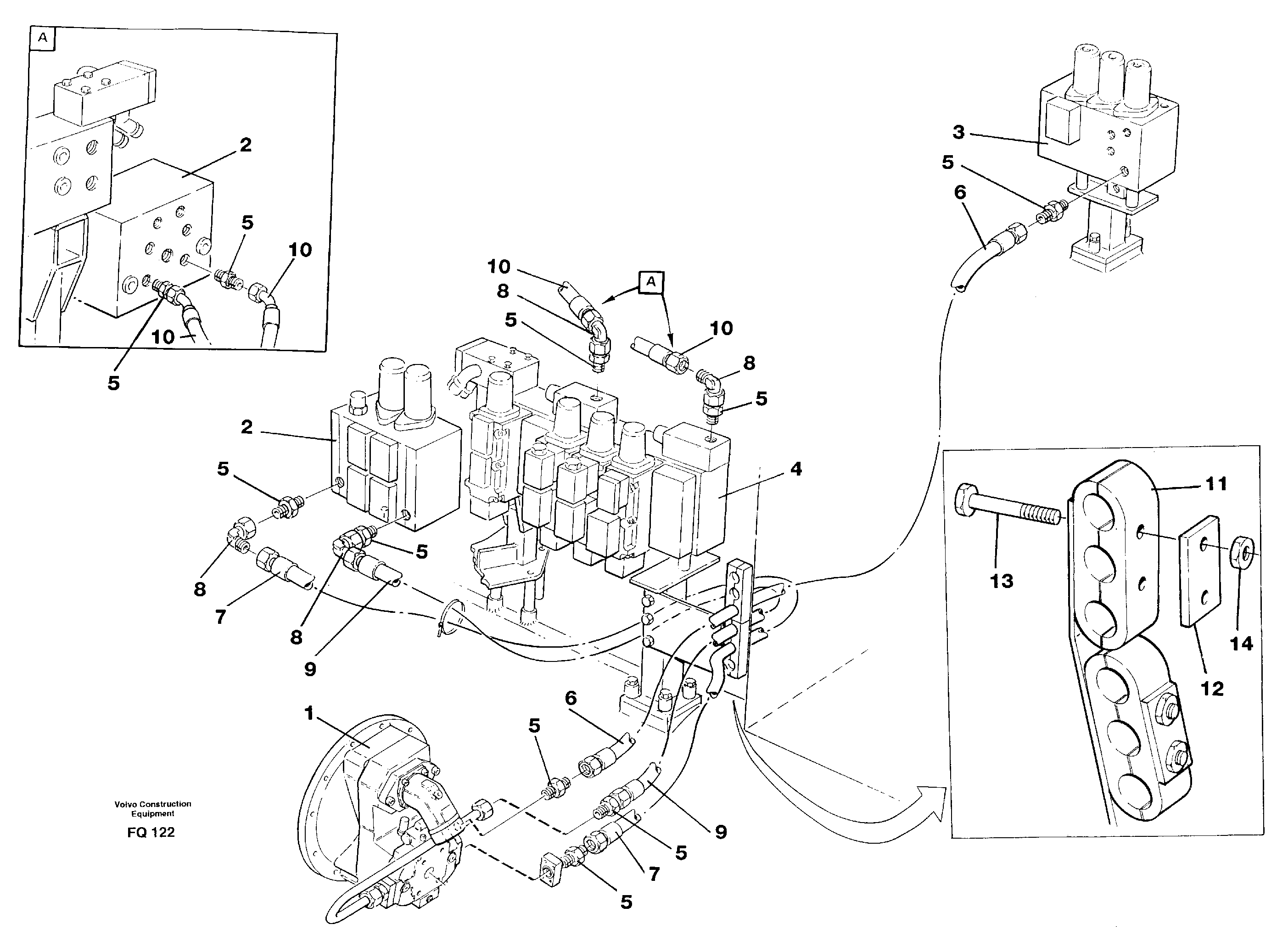Схема запчастей Volvo EC130 - 42443 Hydraulic system, feed line EC130 ?KERMAN ?KERMAN EC130 SER NO - 103