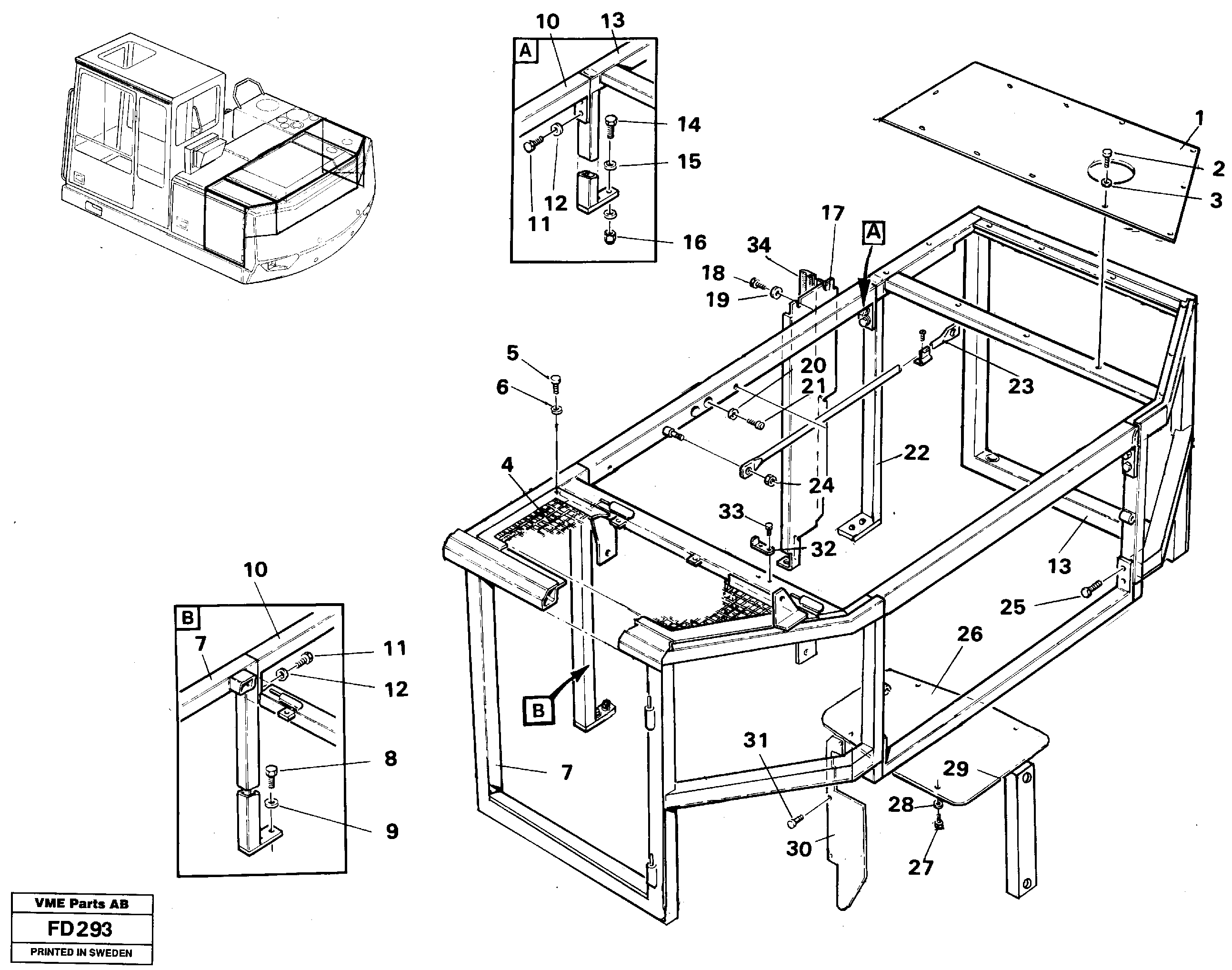 Схема запчастей Volvo EW150 - 34096 Support, cover plates EW150 ?KERMAN ?KERMAN EW150 SER NO - 318