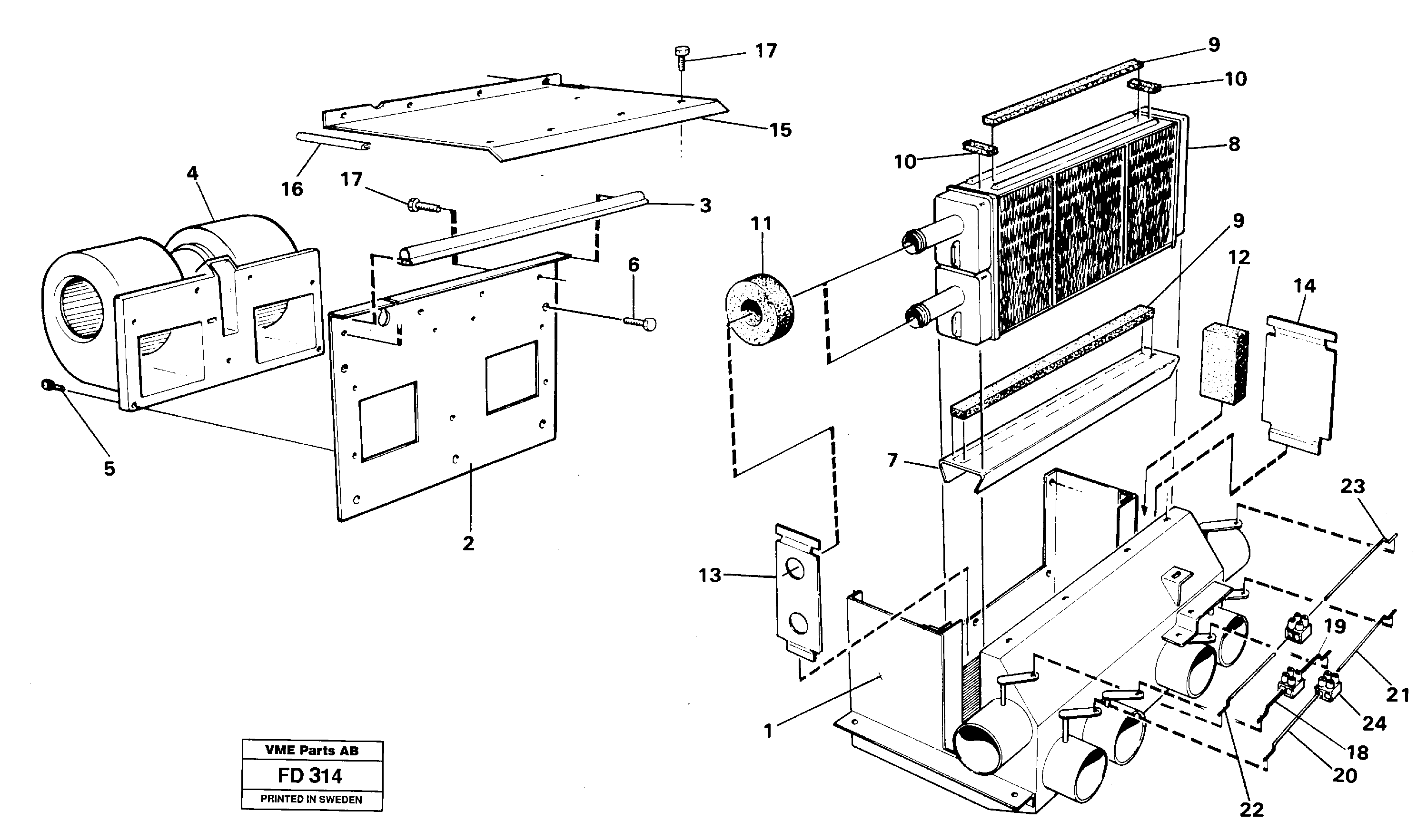 Схема запчастей Volvo EW150 - 34809 Cab heater EW150 ?KERMAN ?KERMAN EW150 SER NO - 318