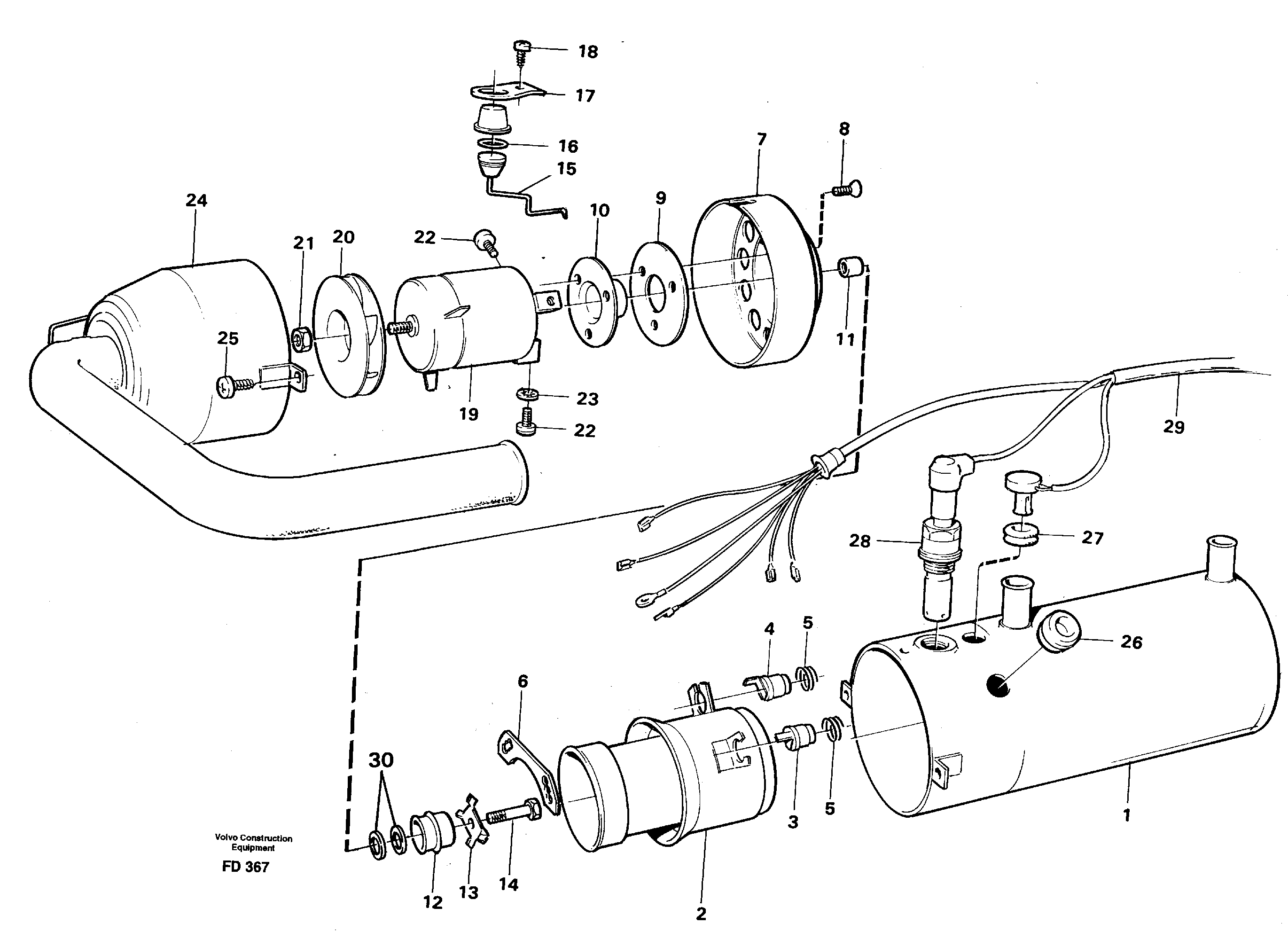 Схема запчастей Volvo EW150 - 16521 Heater, diesel EW150 ?KERMAN ?KERMAN EW150 SER NO - 318