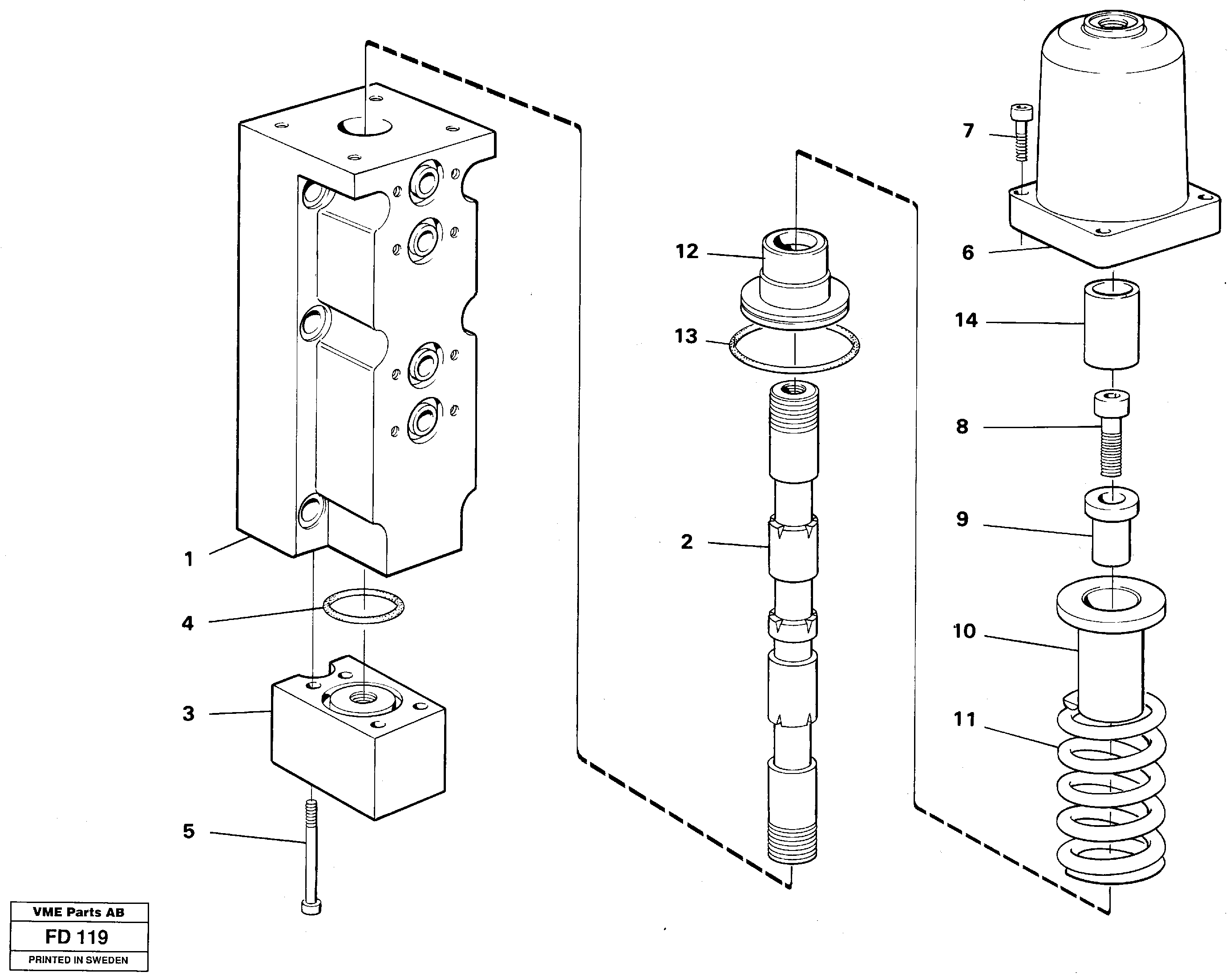 Схема запчастей Volvo EW150 - 106854 Four-way valve, boom secondary EW150 ?KERMAN ?KERMAN EW150 SER NO - 318